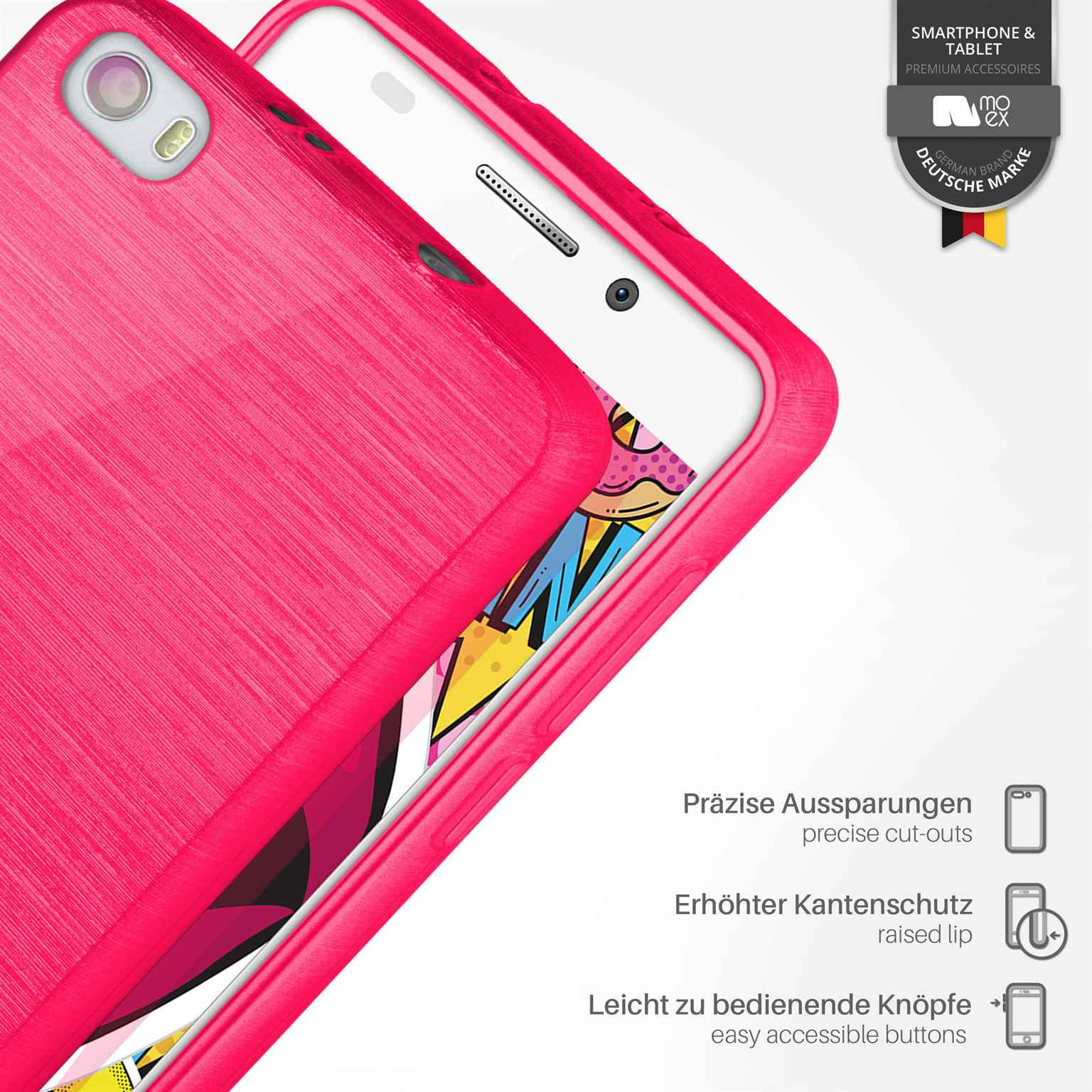 Backcover, Honor 6, Magenta-Pink Brushed MOEX Huawei, Case,
