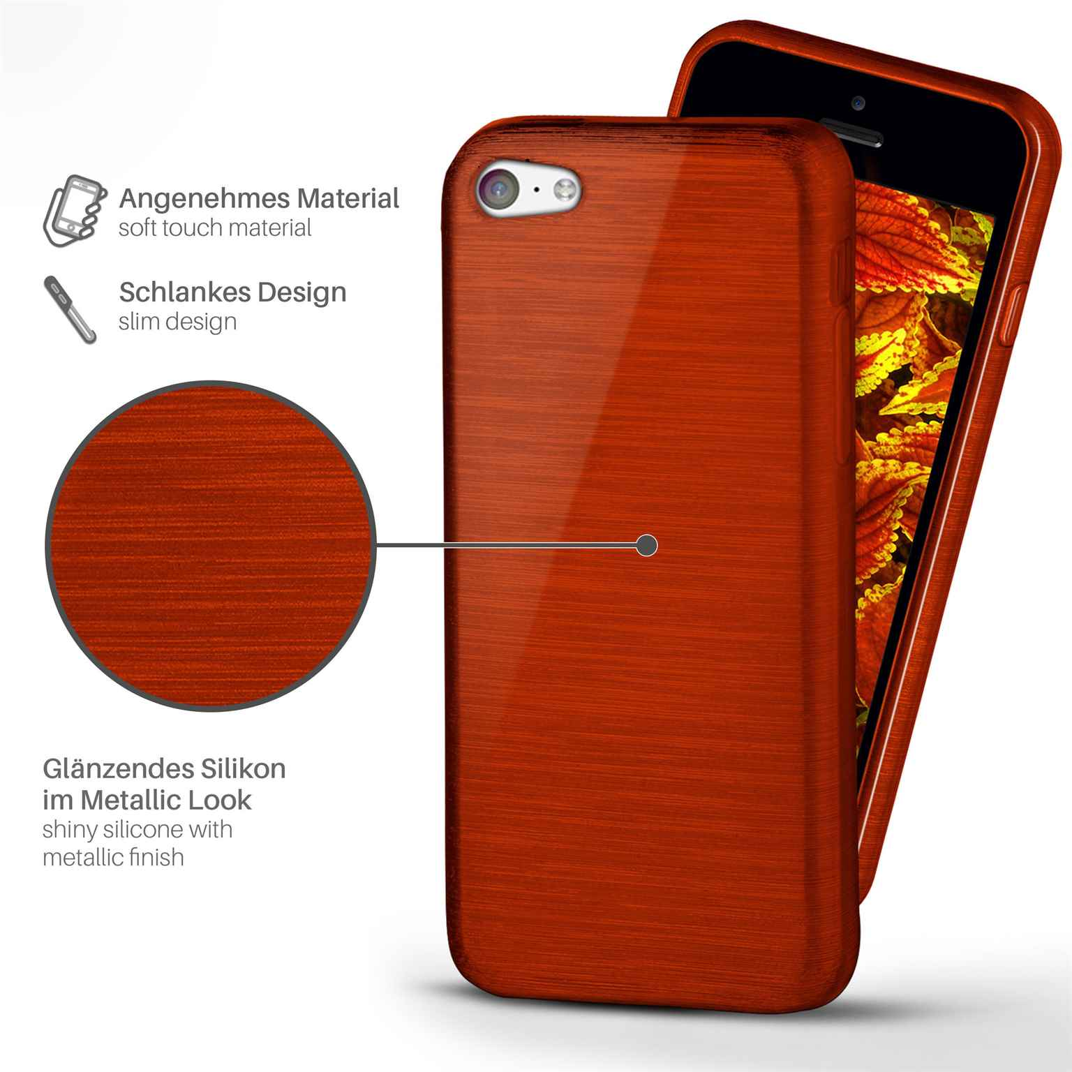 Brushed Case, iPhone Backcover, Apple, 5c, MOEX Indian-Red