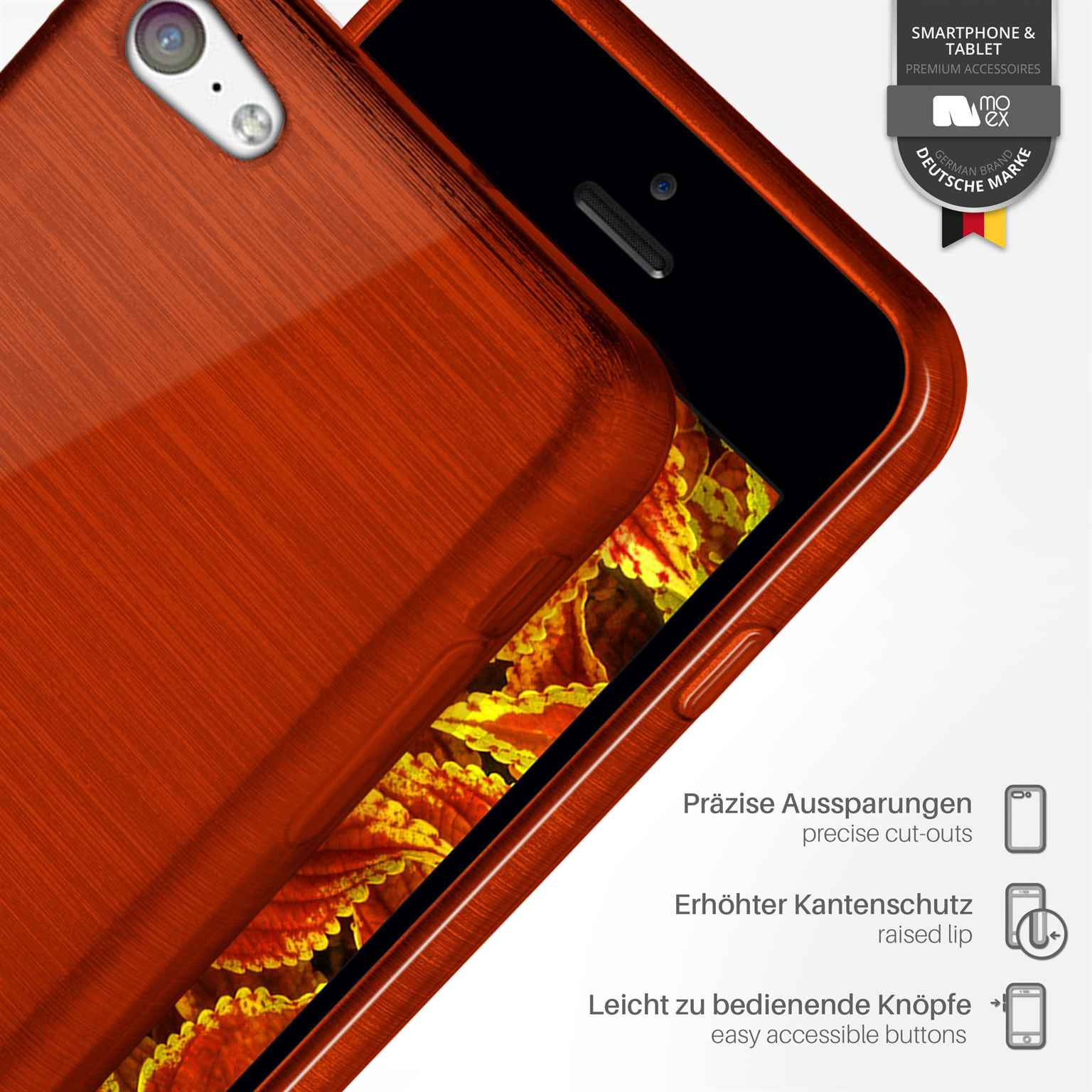 Brushed Case, iPhone Backcover, Apple, 5c, MOEX Indian-Red