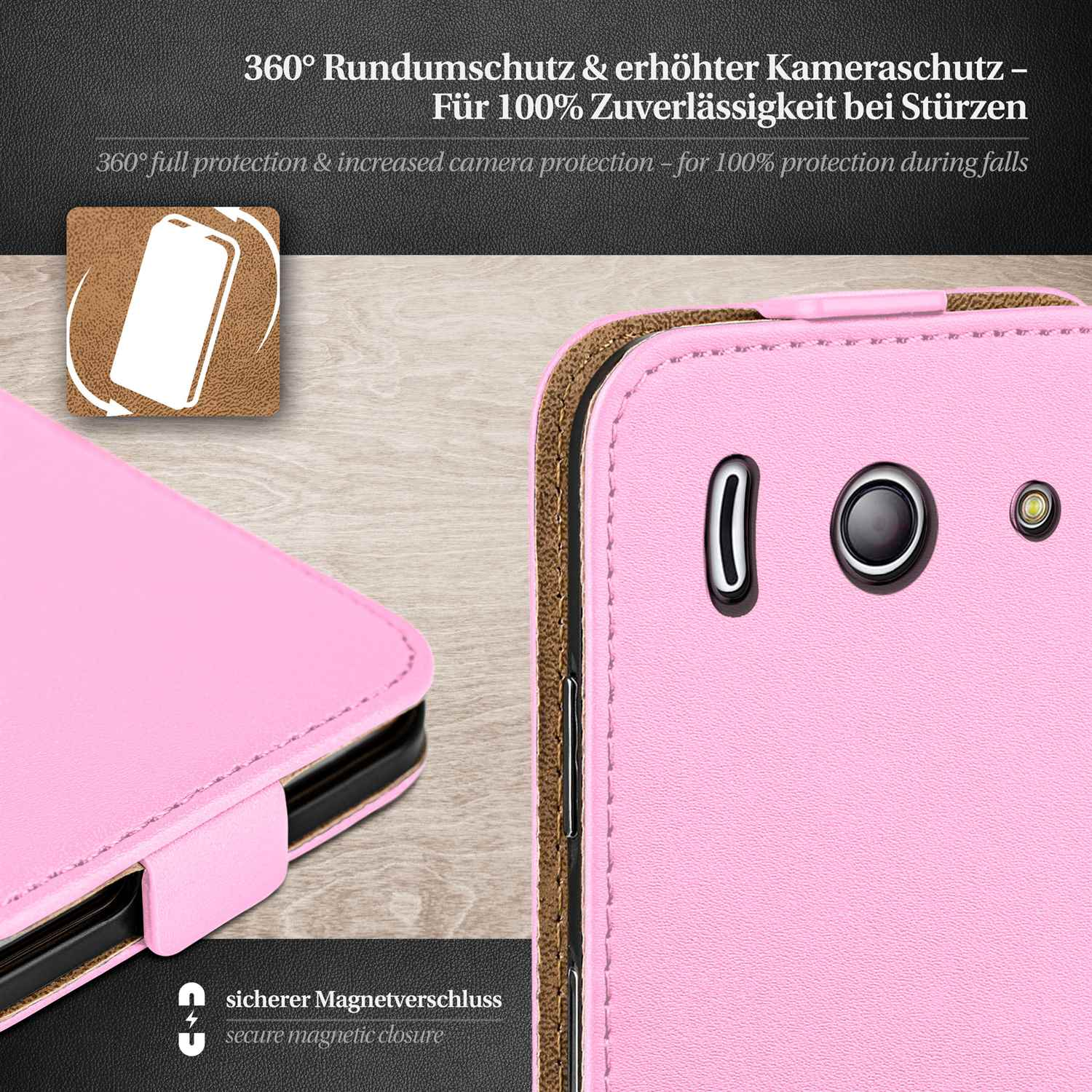 Icy-Pink Ascend Flip Y300, Cover, Flip Huawei, Case, MOEX