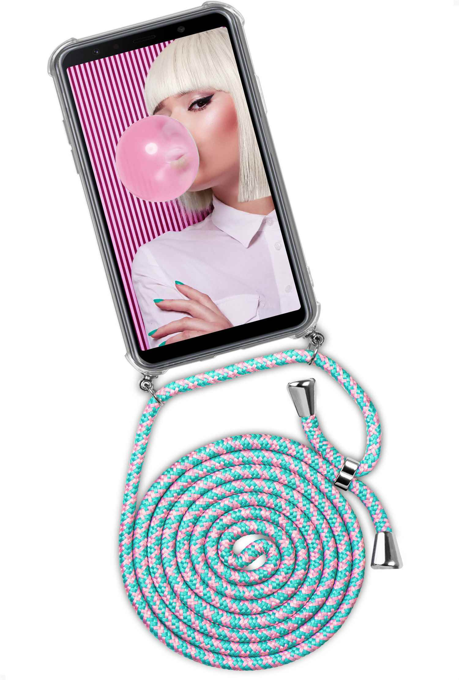 Galaxy Twist ONEFLOW Case, A7 Bubblegum (Silber) (2018), Samsung, Backcover,