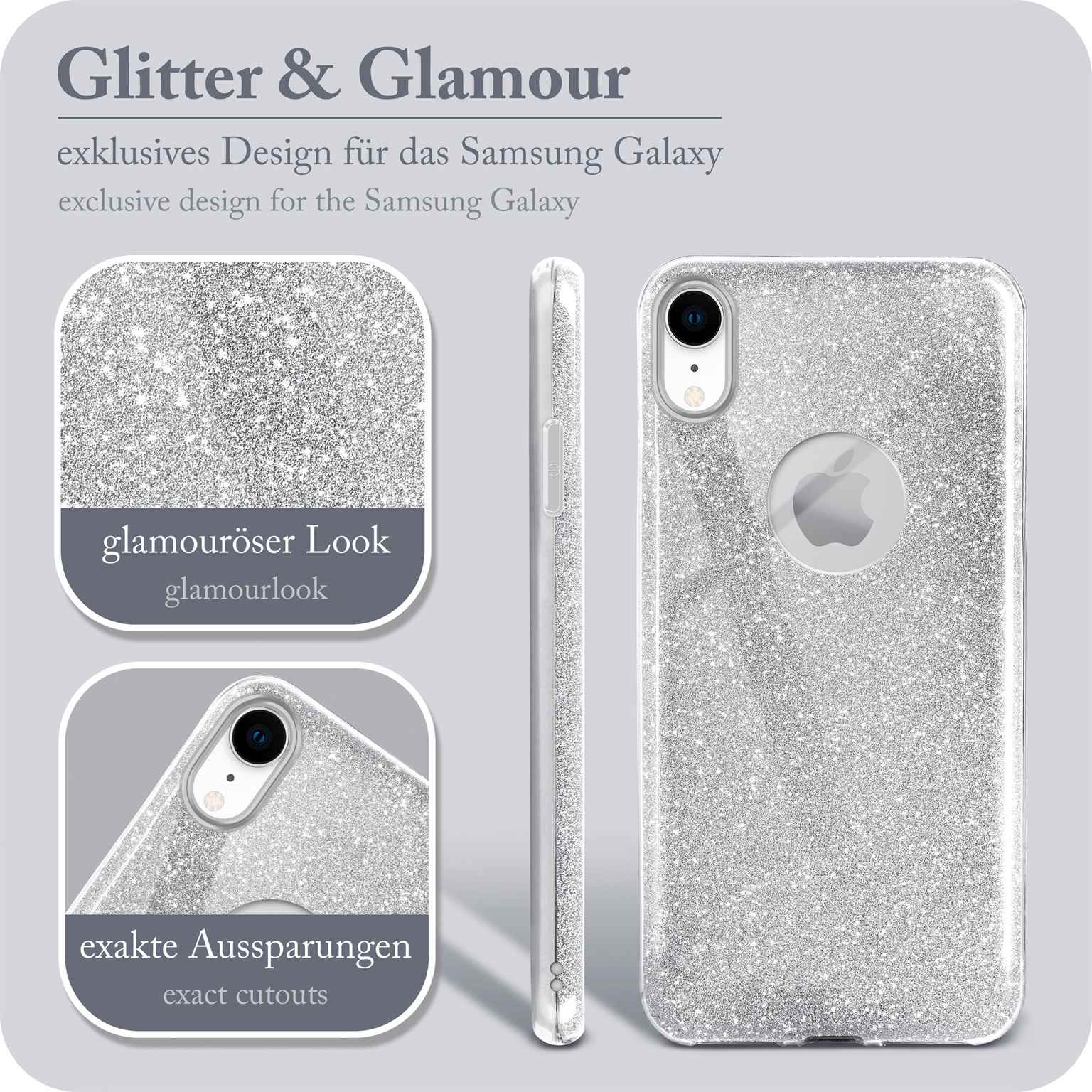 ONEFLOW Glitter Case, Backcover, XR, Sparkle Apple, iPhone - Silver
