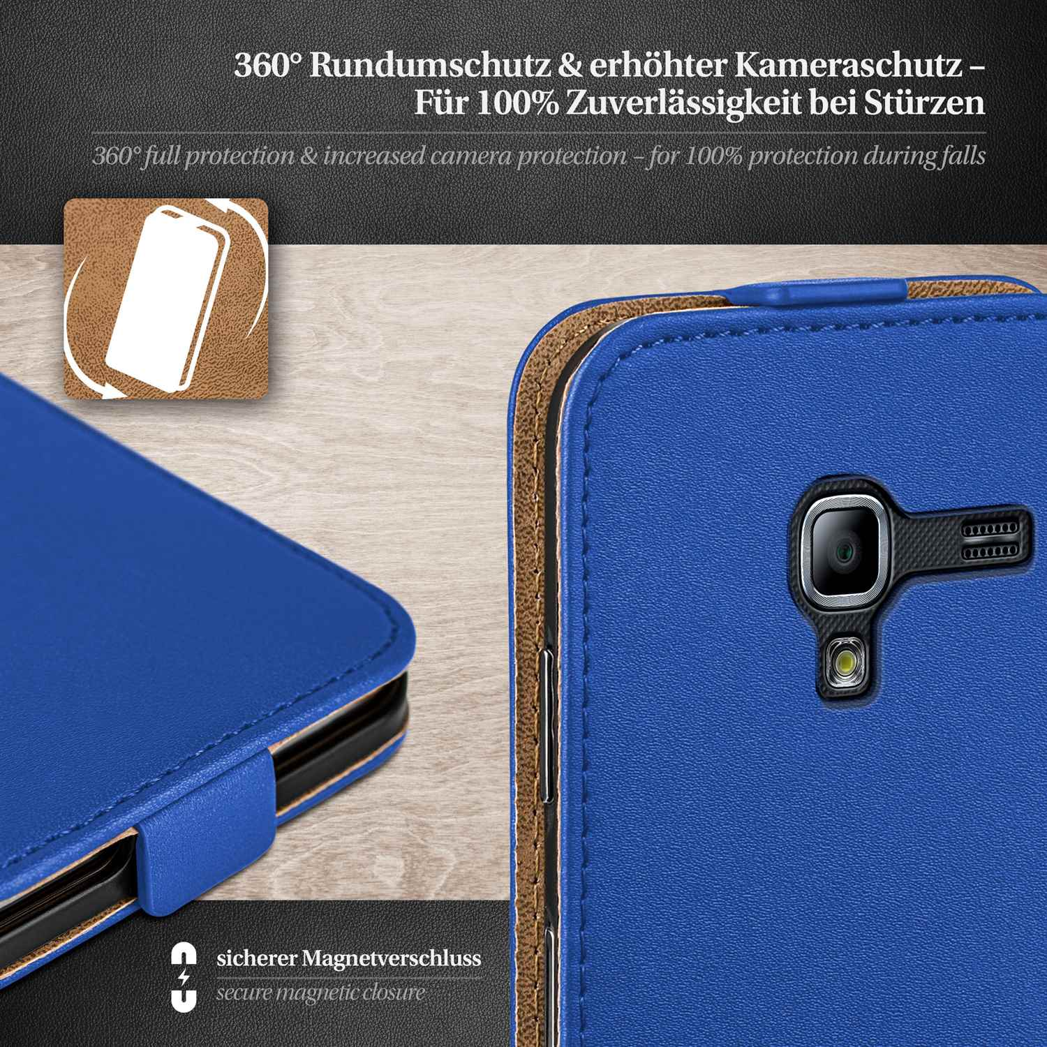 Samsung, Flip Cover, Royal-Blue Case, Ace 2, Flip MOEX Galaxy