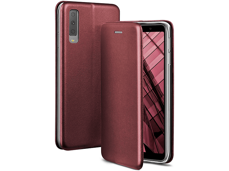 ONEFLOW Business Case, Flip Cover, Samsung, Galaxy A7 (2018), Burgund - Red