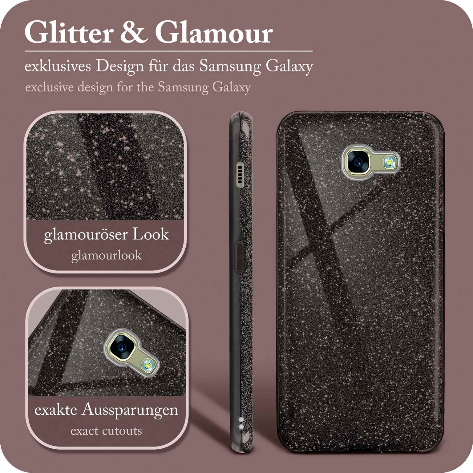 ONEFLOW Glitter Case, Backcover, - Samsung, Glamour Black Galaxy (2017), A3