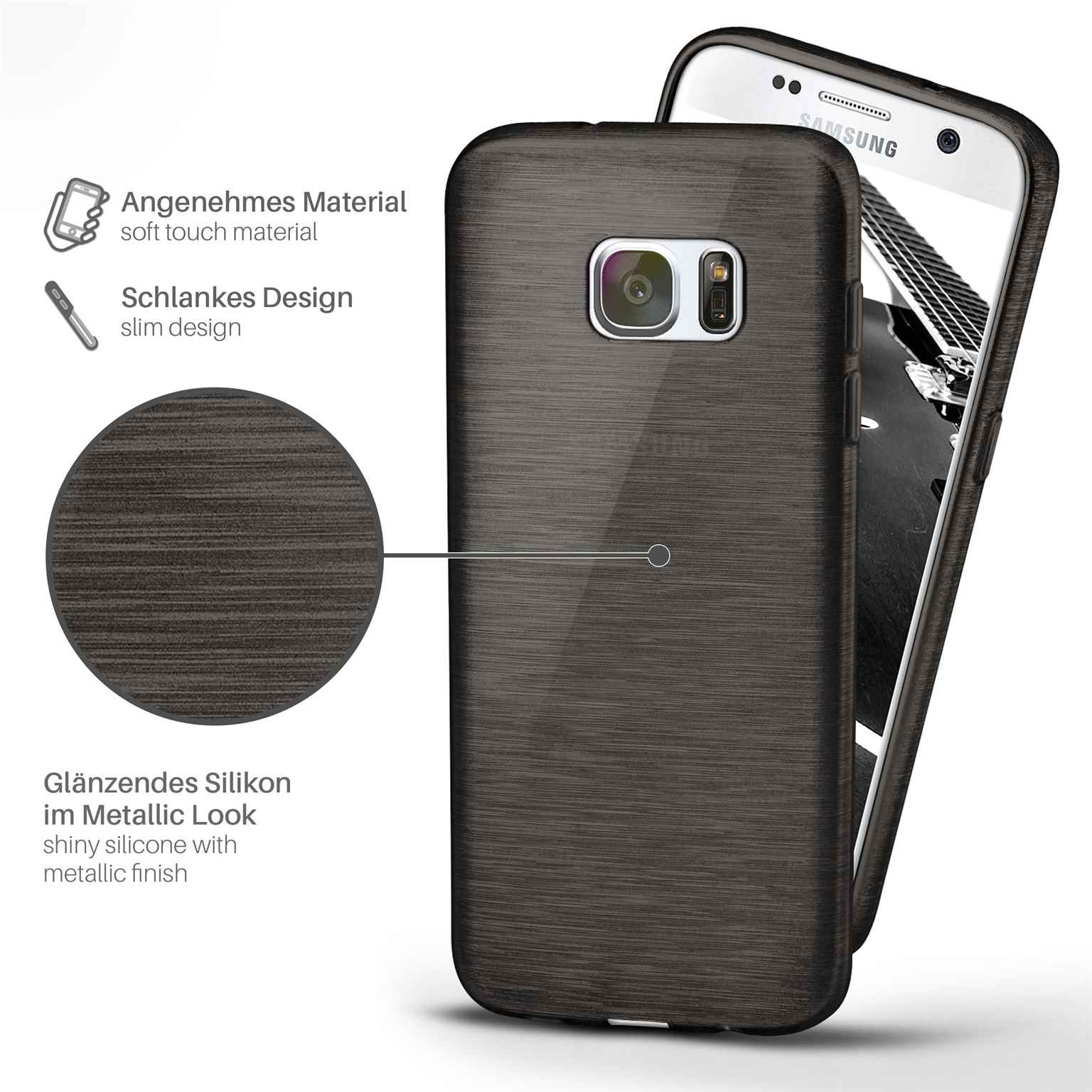 MOEX Brushed Case, Backcover, Samsung, S7, Galaxy Slate-Black