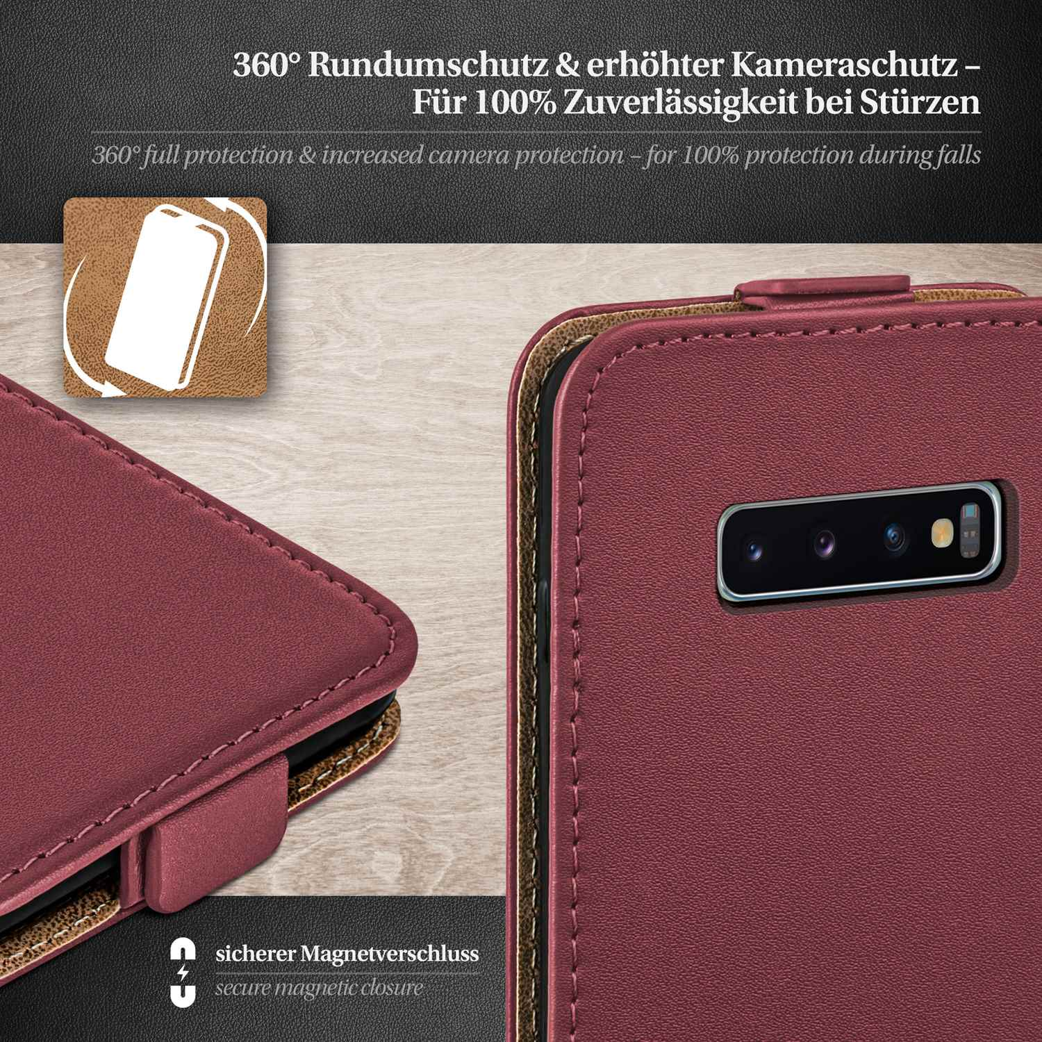 MOEX Flip Cover, Flip Maroon-Red Samsung, Case, Galaxy S10