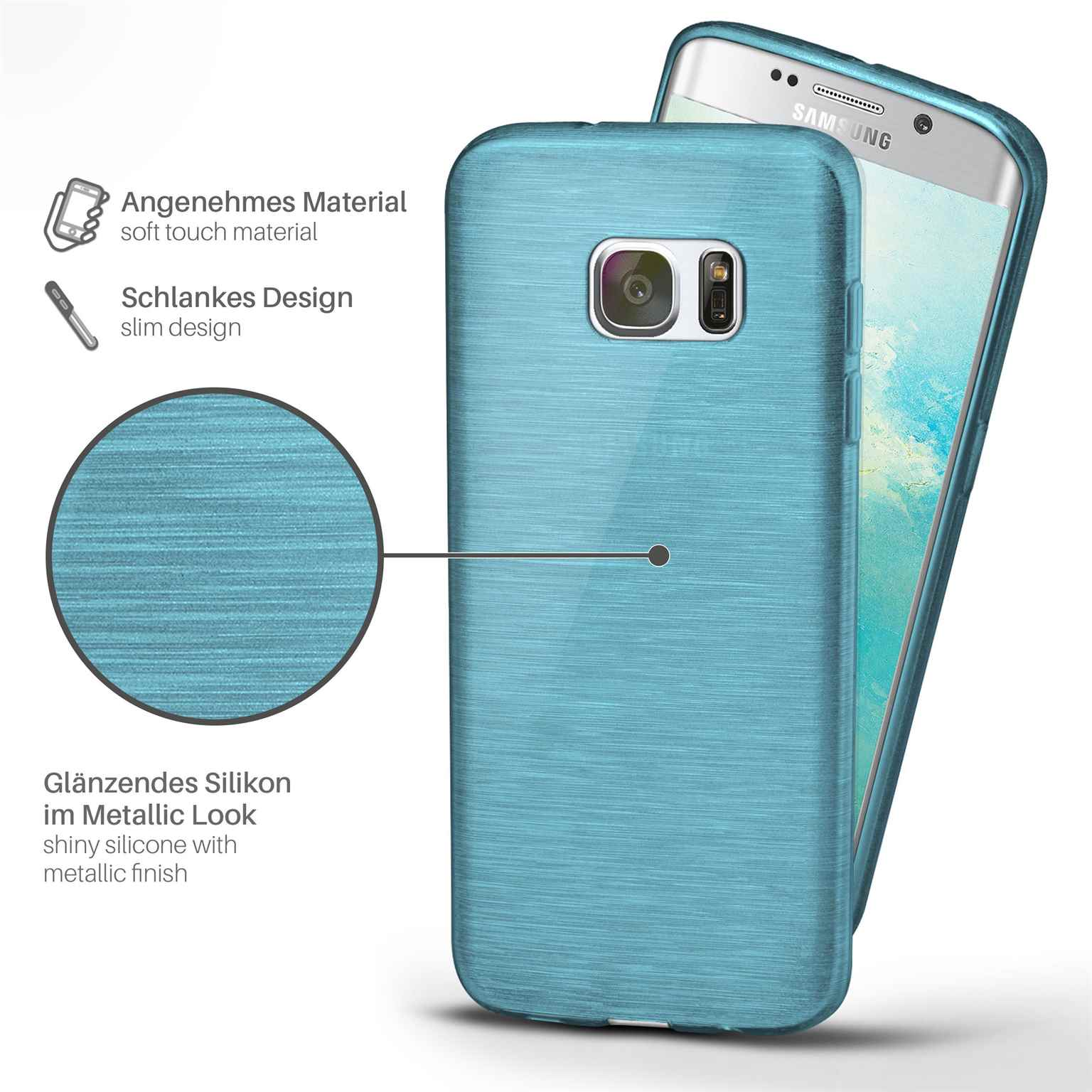 Case, Samsung, S7 Edge, MOEX Galaxy Backcover, Aqua-Cyan Brushed