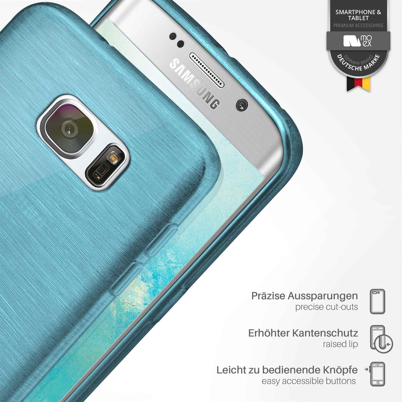 Case, Samsung, S7 Edge, MOEX Galaxy Backcover, Aqua-Cyan Brushed