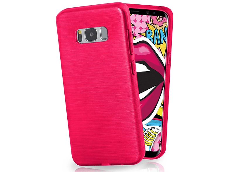 Backcover, S8 Magenta-Pink MOEX Samsung, Plus, Case, Brushed Galaxy