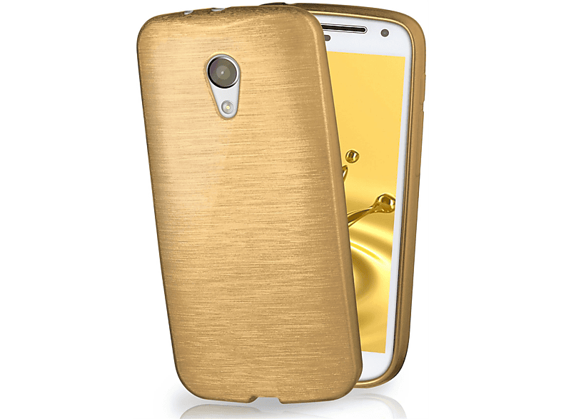 Backcover, Moto MOEX Ivory-Gold Case, G2, Motorola, Brushed