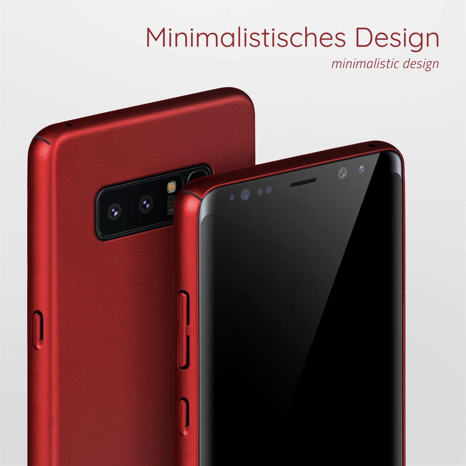 Zwei rote Telefone, eines vorne, das andere hinten. Nahaufnahme des Telefons.