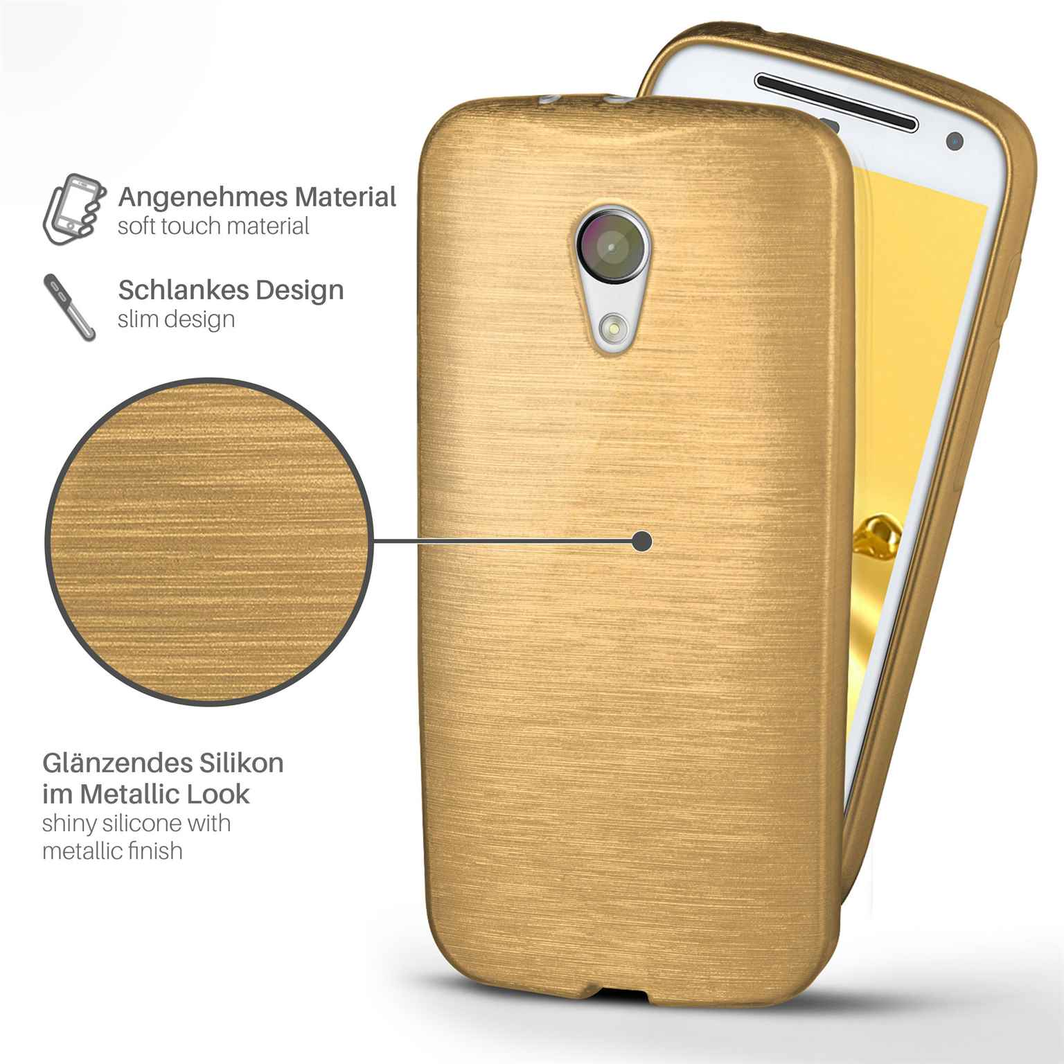 Brushed MOEX Backcover, G2, Case, Motorola, Ivory-Gold Moto