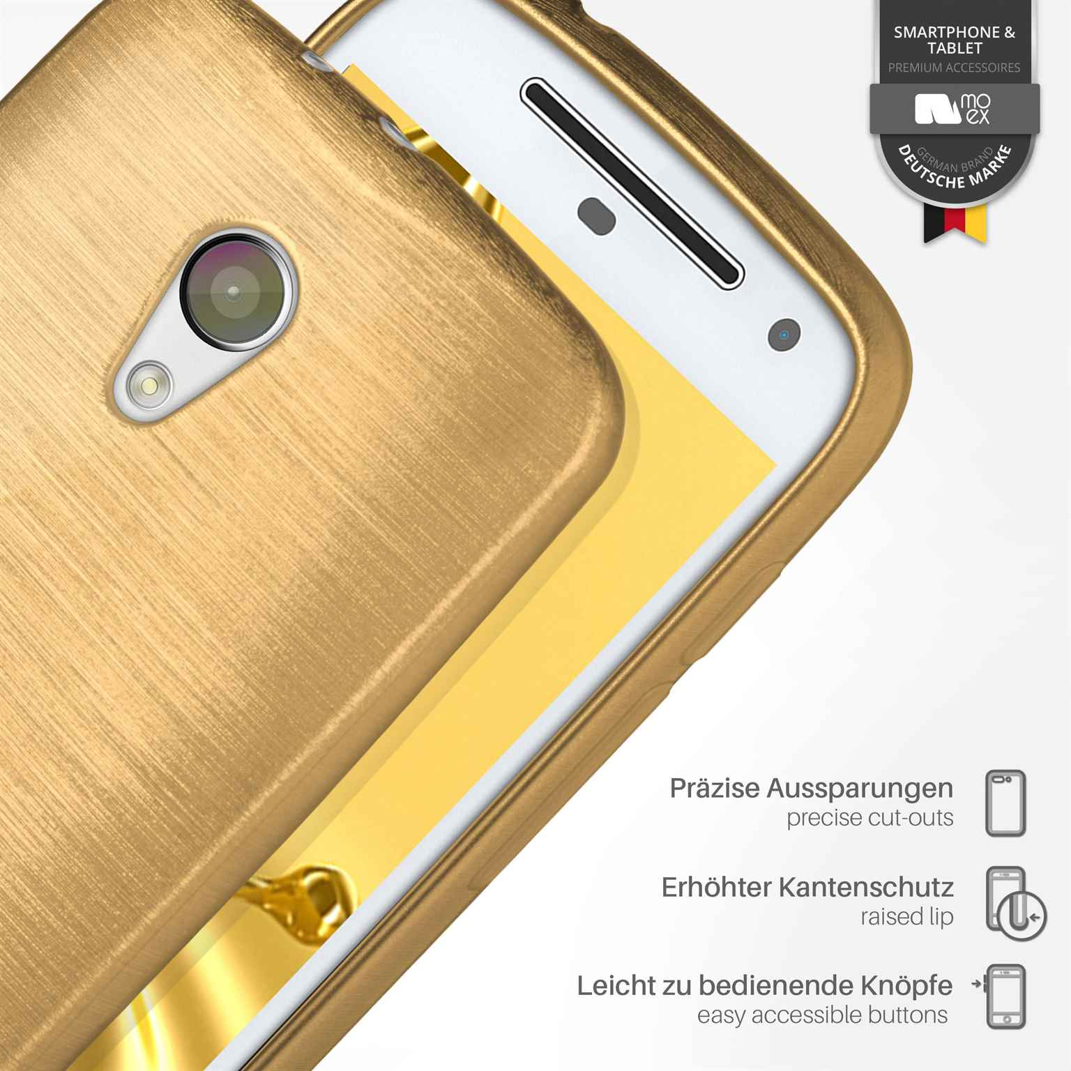 MOEX Backcover, Motorola, Ivory-Gold Moto Brushed Case, G2,