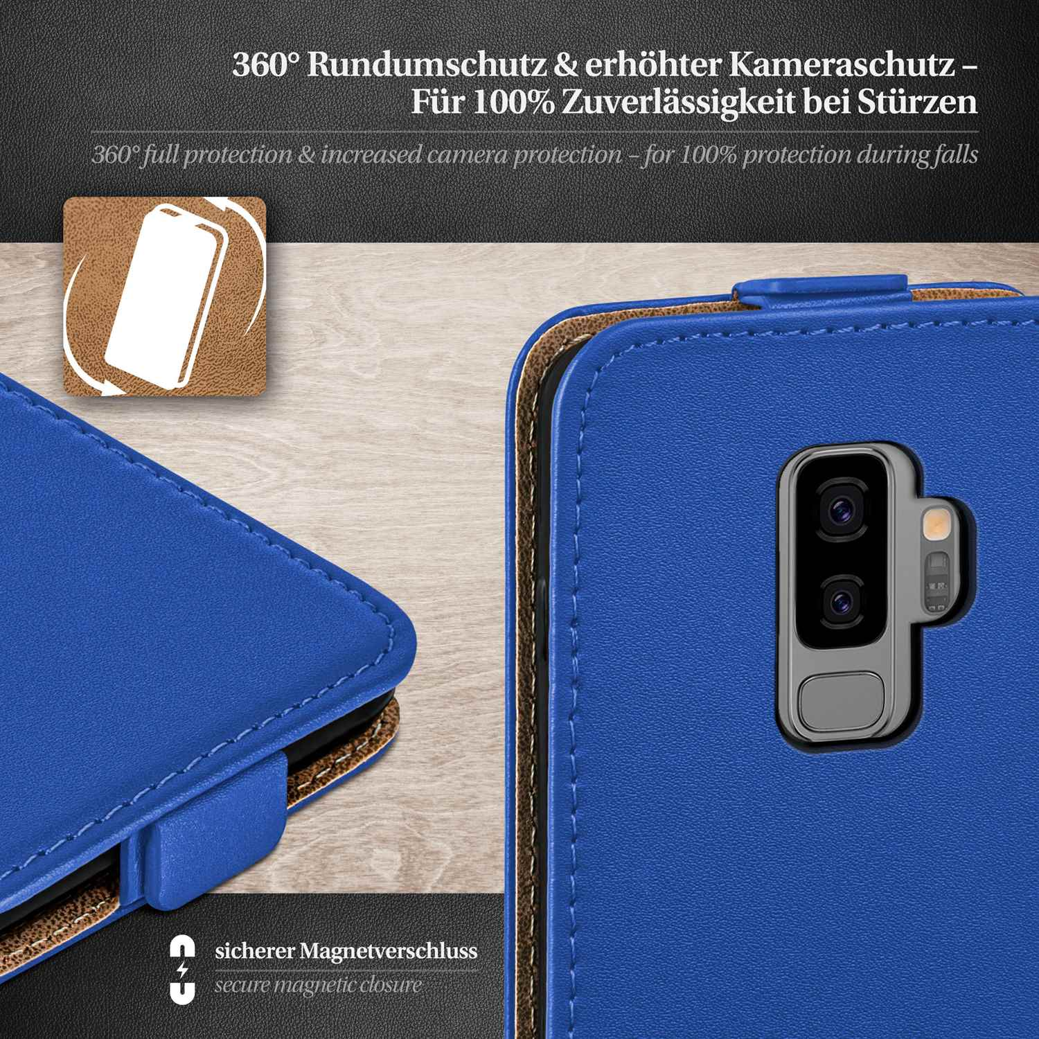 MOEX Flip Case, Flip Plus, Samsung, S9 Cover, Galaxy Royal-Blue