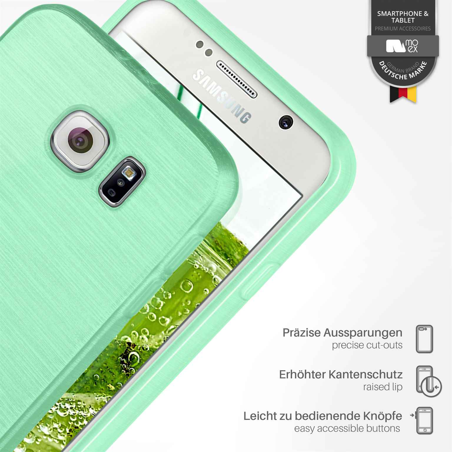 Backcover, Brushed S6, Galaxy Case, Samsung, Mint-Green MOEX