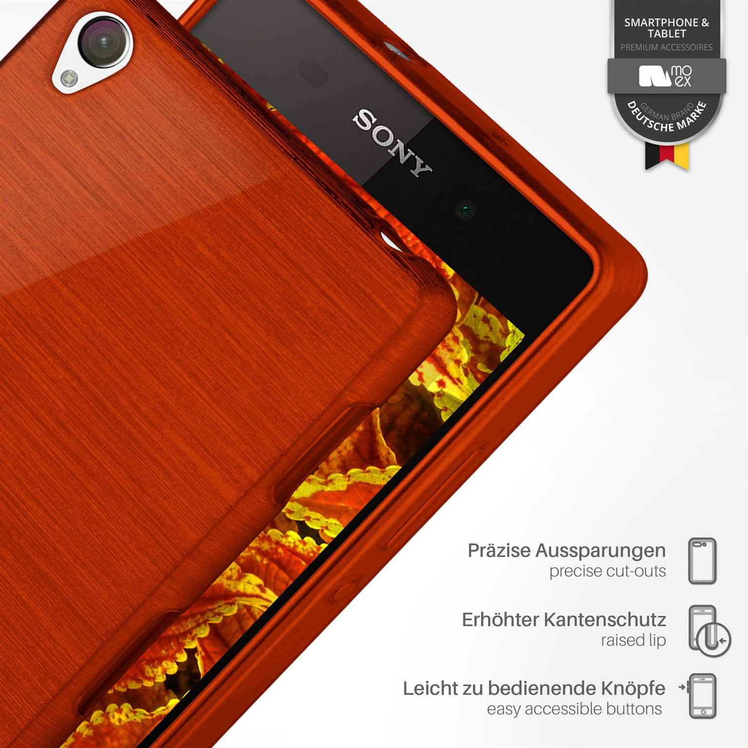 MOEX Brushed Case, Indian-Red Z2, Backcover, Xperia Sony