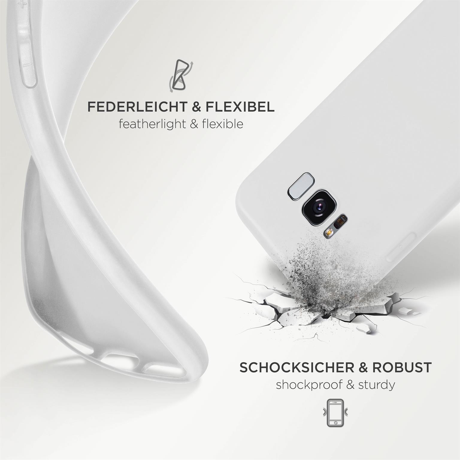 Weiße Handyhülle mit Rissen durch Aufprall, Text 
