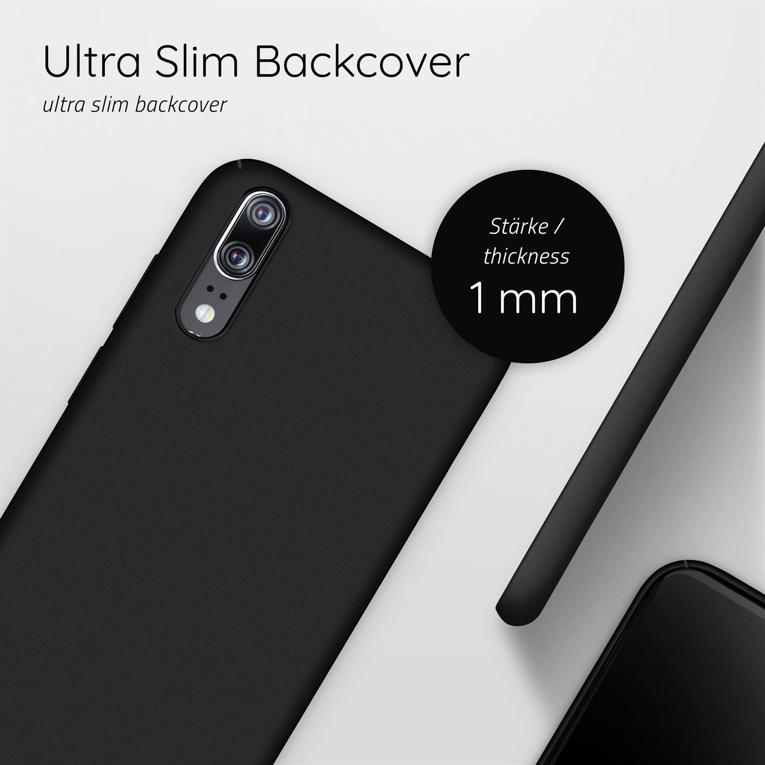 Schwarze Handyhülle, ultra dünne Rückseite, mit einer Dicke von 1 mm.