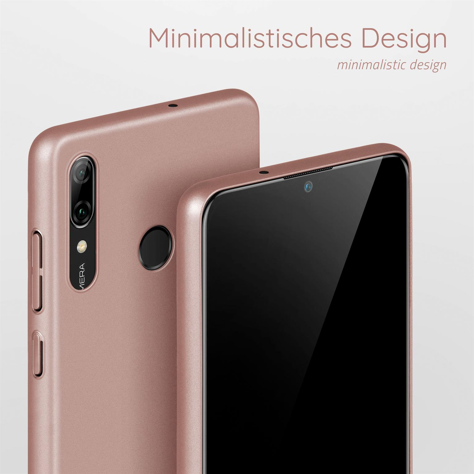 Zwei Telefone mit Hülle. Die Telefone sind hellbraun. Der Hintergrund ist schlicht weiß. Minimalistisches Design.