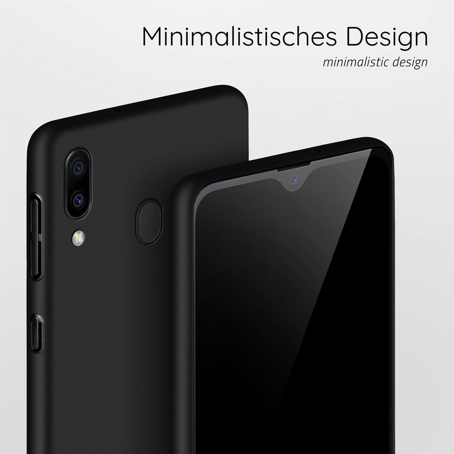Zwei schwarze Telefone. Minimalistisches Design.