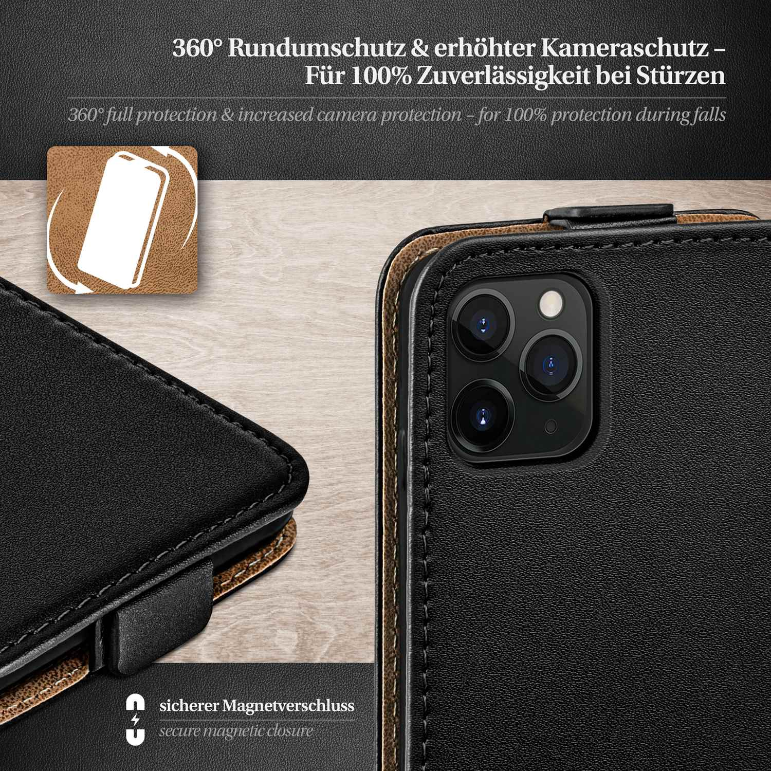 Deep-Black Flip Cover, 11 MOEX Flip iPhone Apple, Pro, Case,