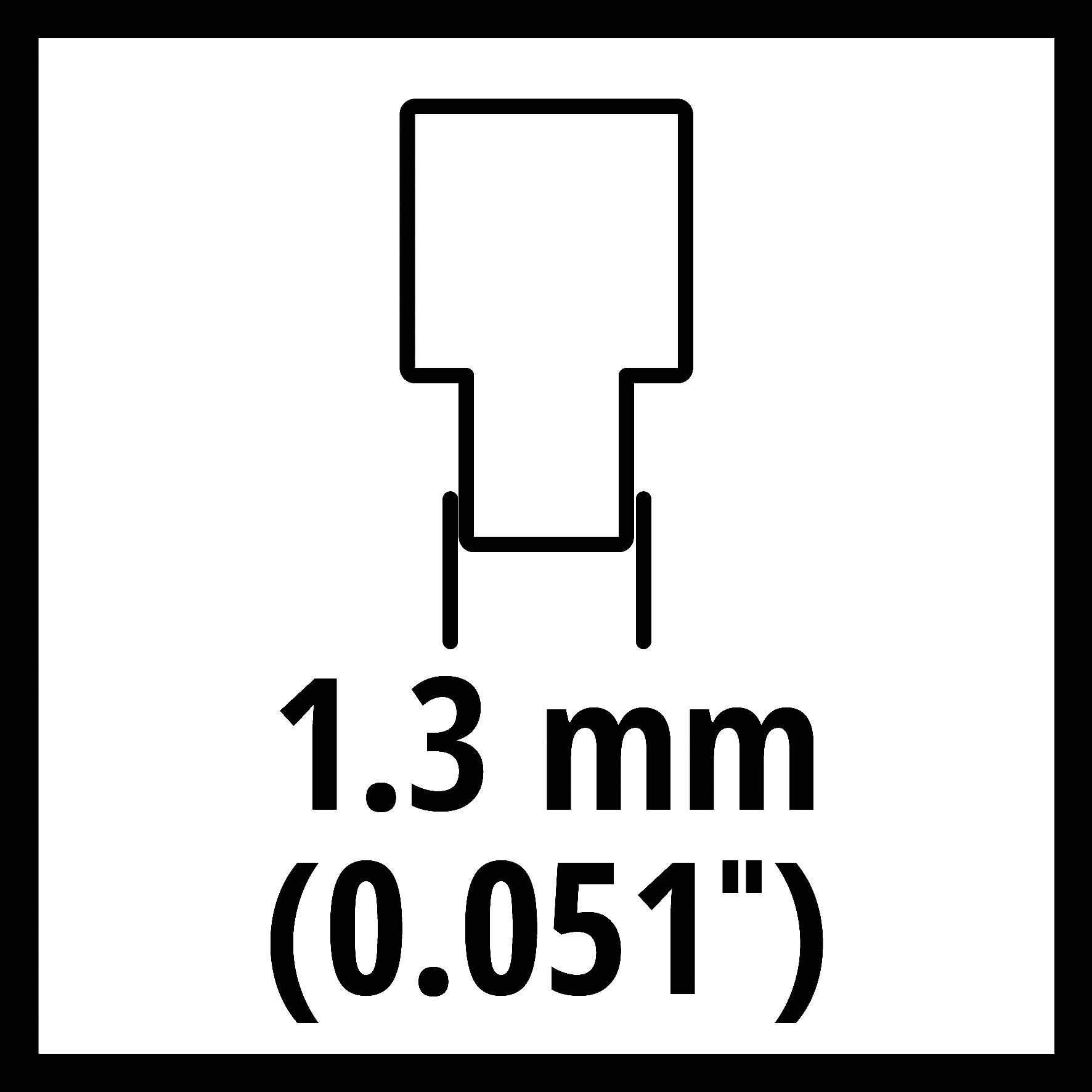 Schild mit Form und Text 1,3 mm (0,051").
