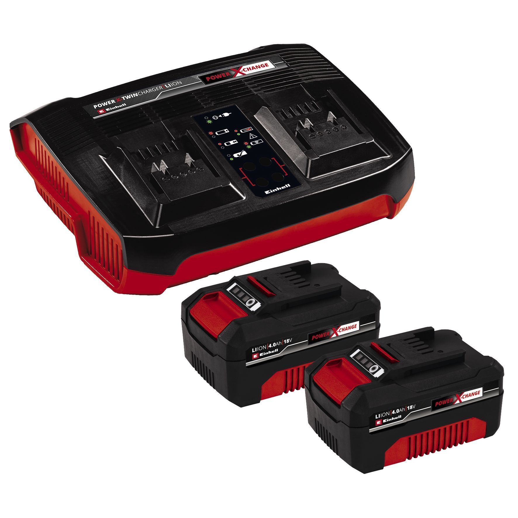EINHELL 2x 4,0Ah & Twincharger PXC-Starter-Kit, Rot Kit