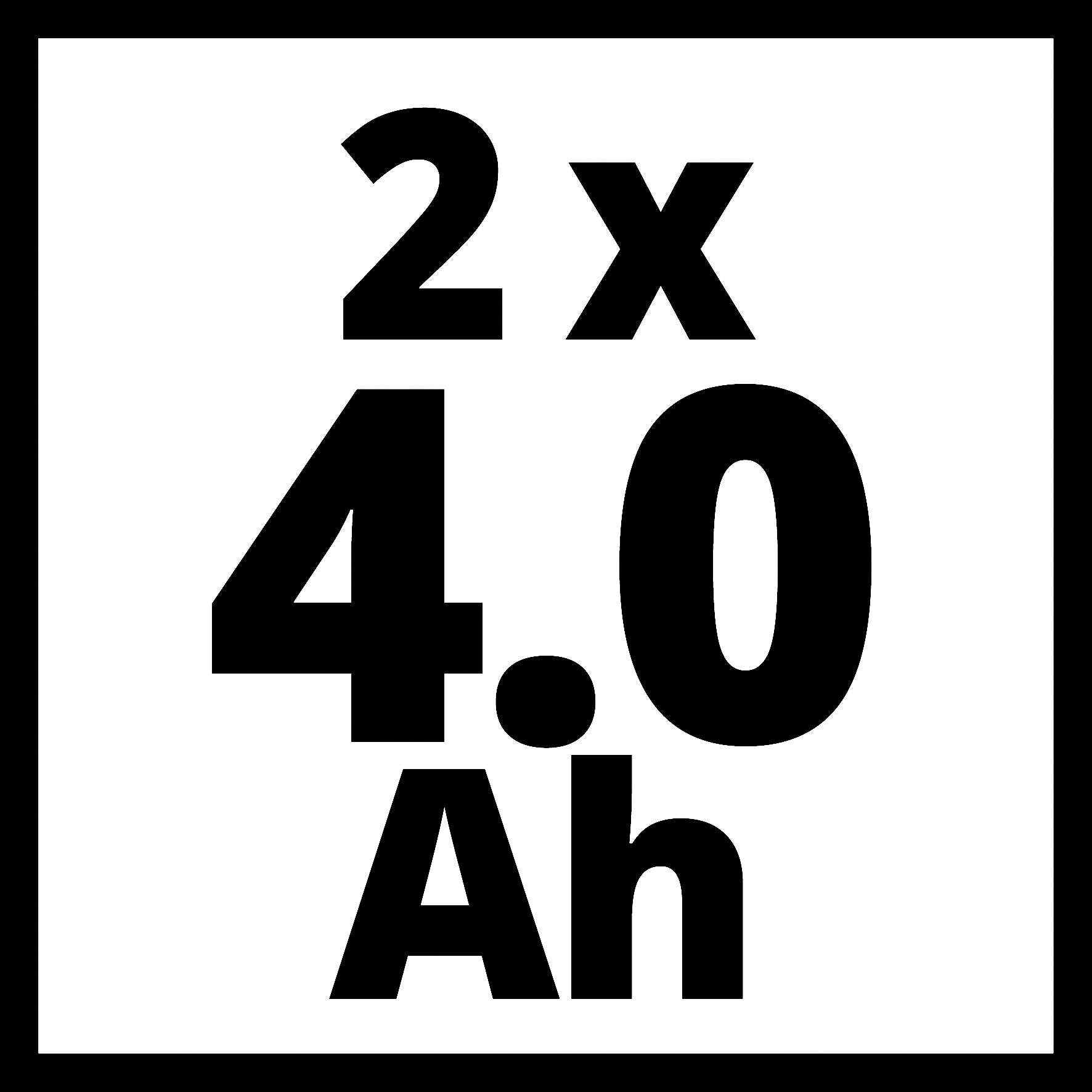 Testo nero su sfondo bianco: 2x 4.0 Ah.