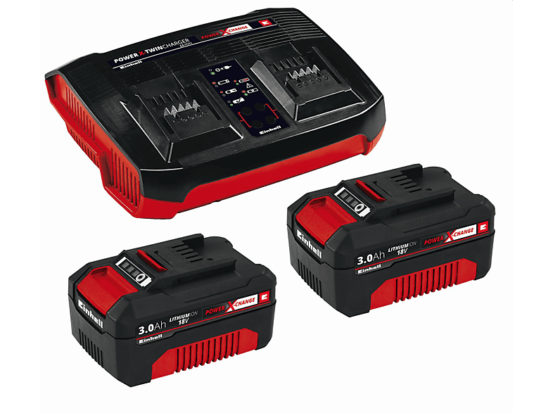 EINHELL 2x 3,0Ah & Twincharger Kit Rot PXC-Starter-Kit