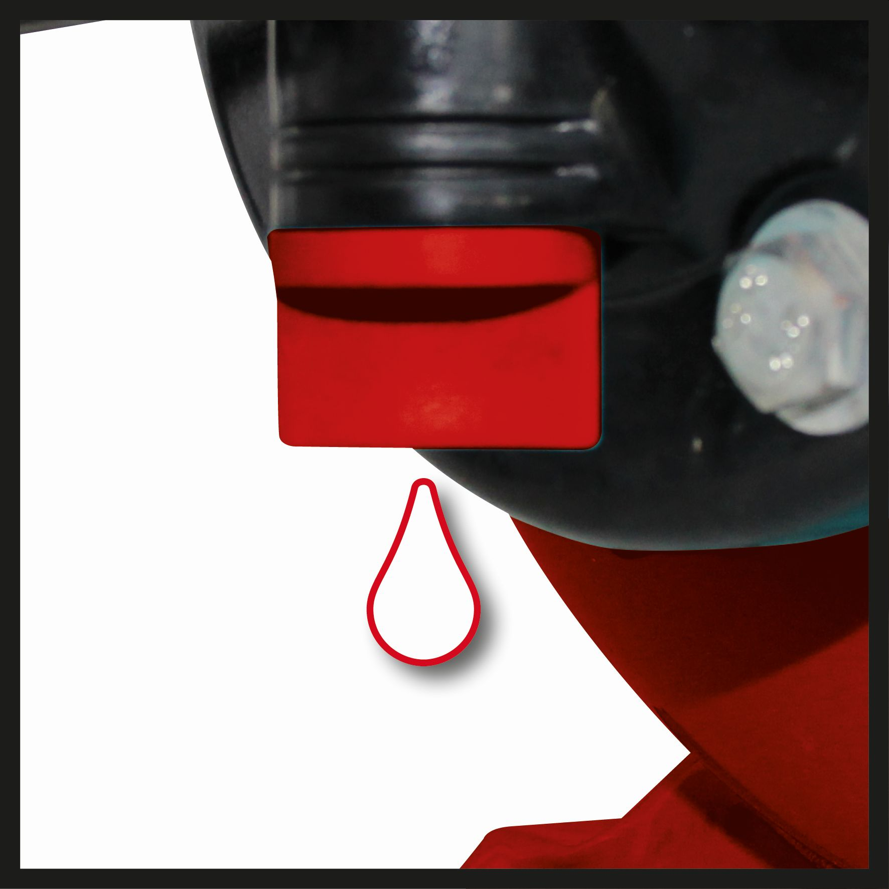Rotes Öltropfensymbol mit einem roten Rechteck darüber.