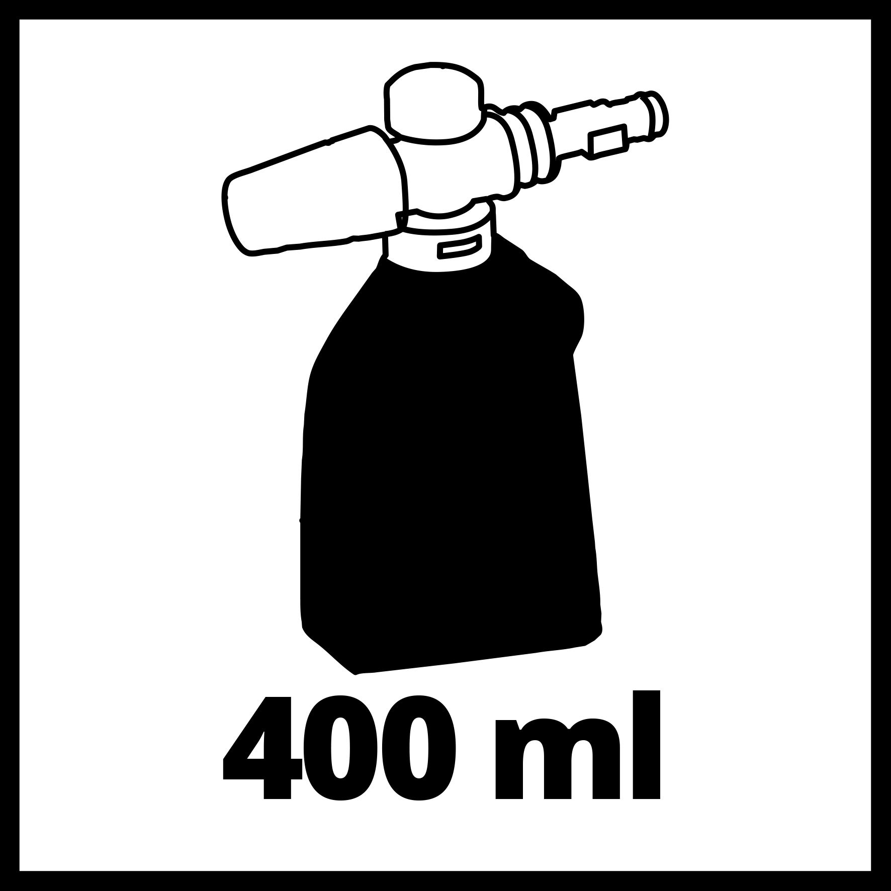 Illustrazione in bianco e nero di una pistola a spruzzo nera con 400 ml in basso.