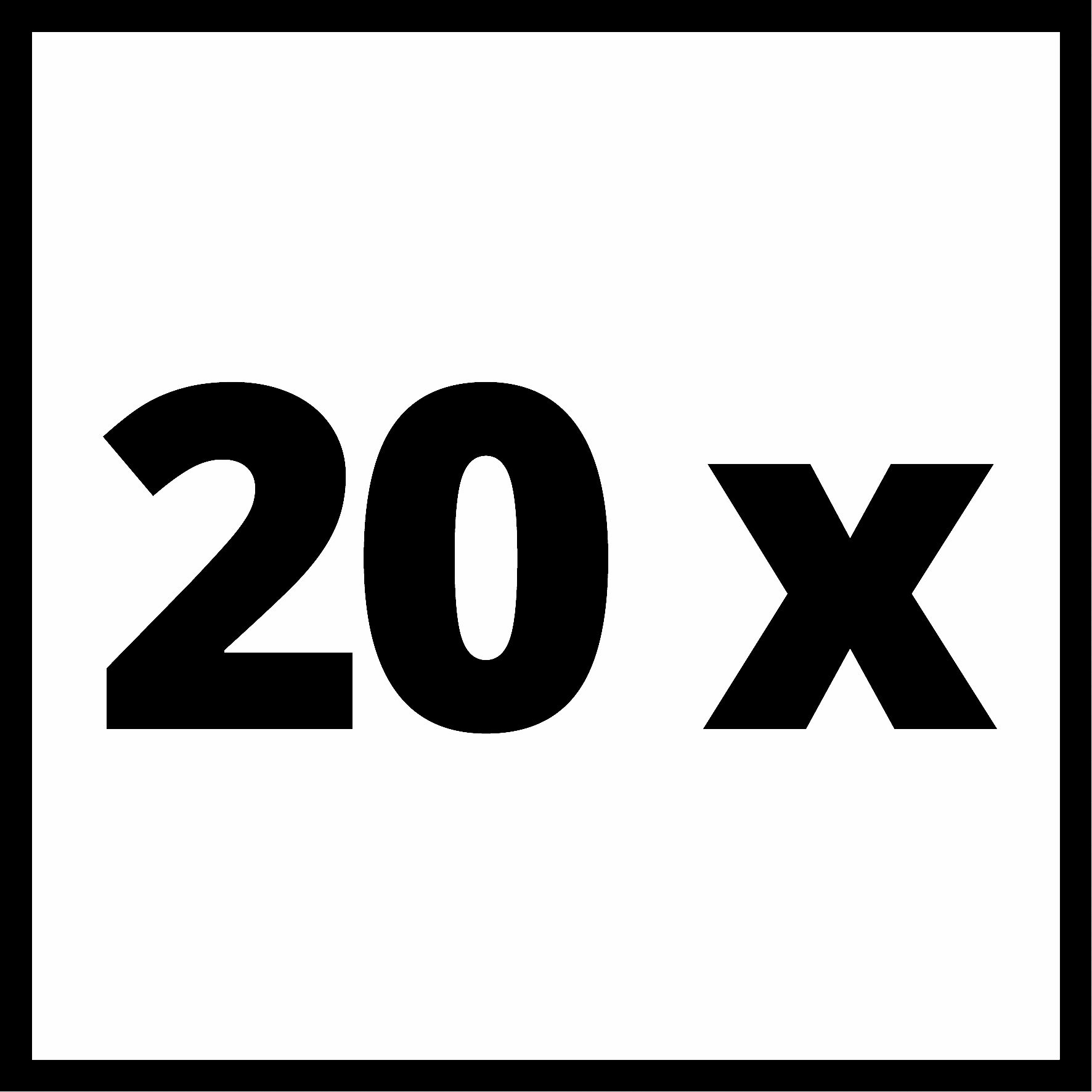Eine Grafik mit der Zahl 20 und dem Buchstaben X in fettem Schwarz auf weißem Hintergrund.