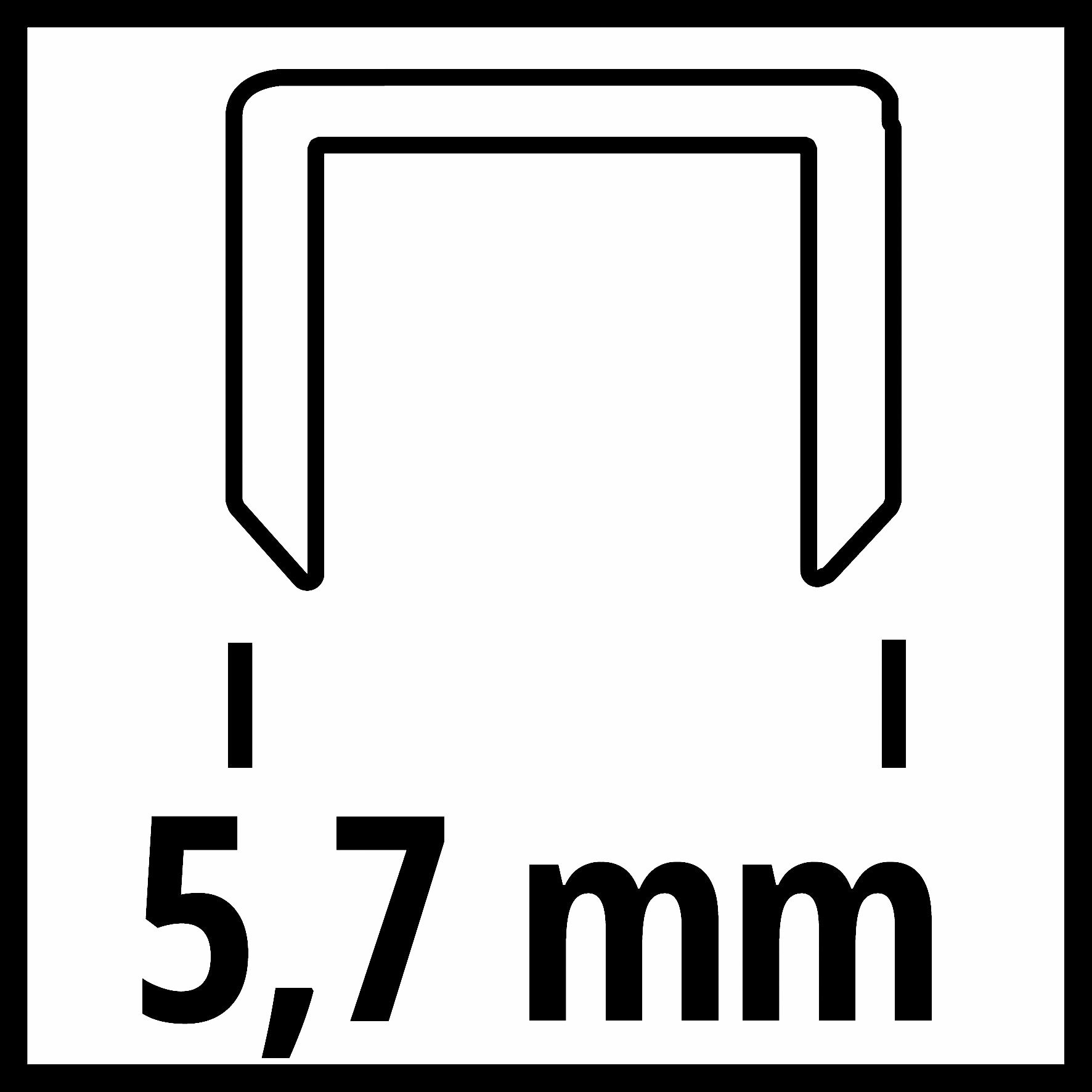Schwarze Heftklammer mit 5,7 mm Beschriftung.