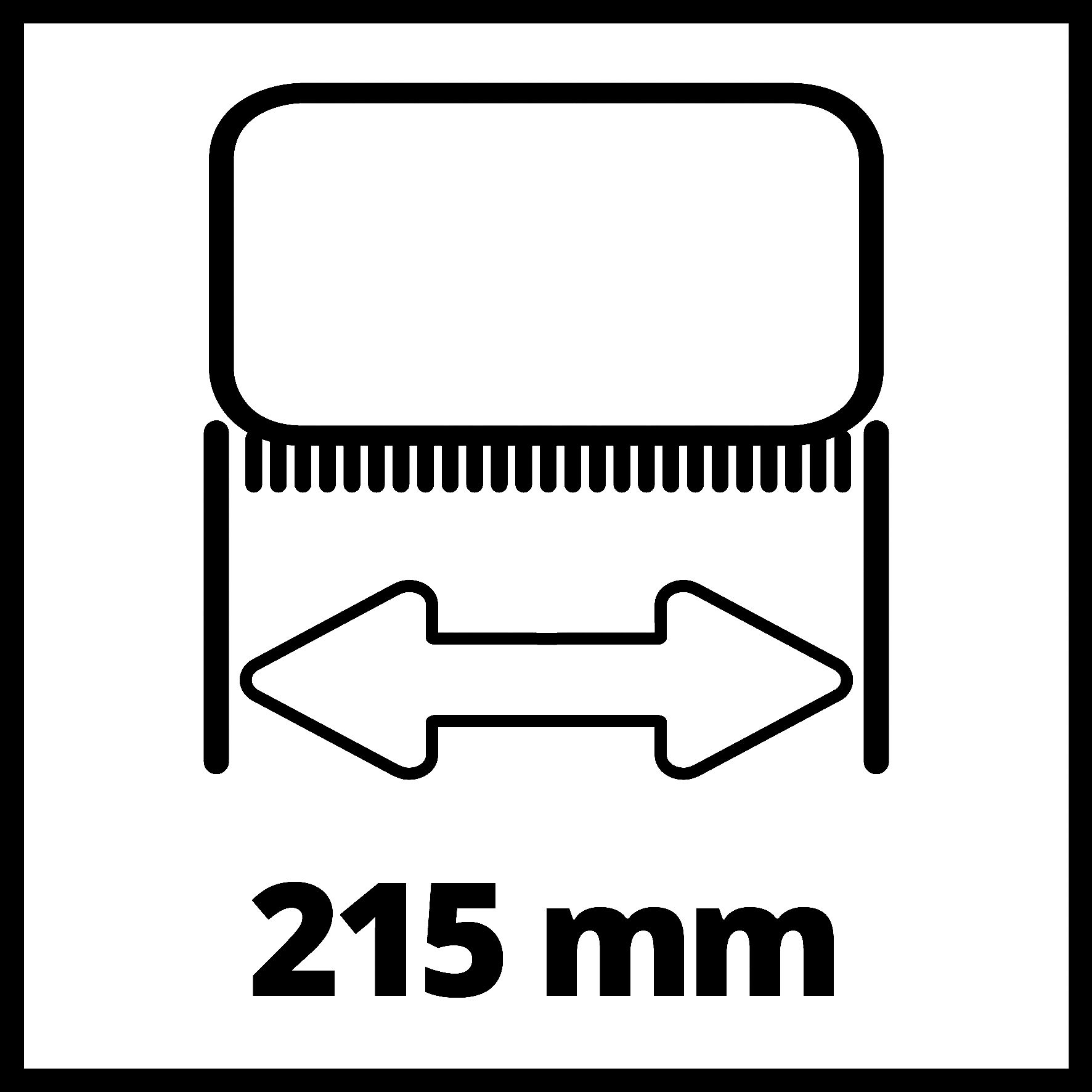 Rechteck mit Pfeilen und '215 mm' Text darunter.