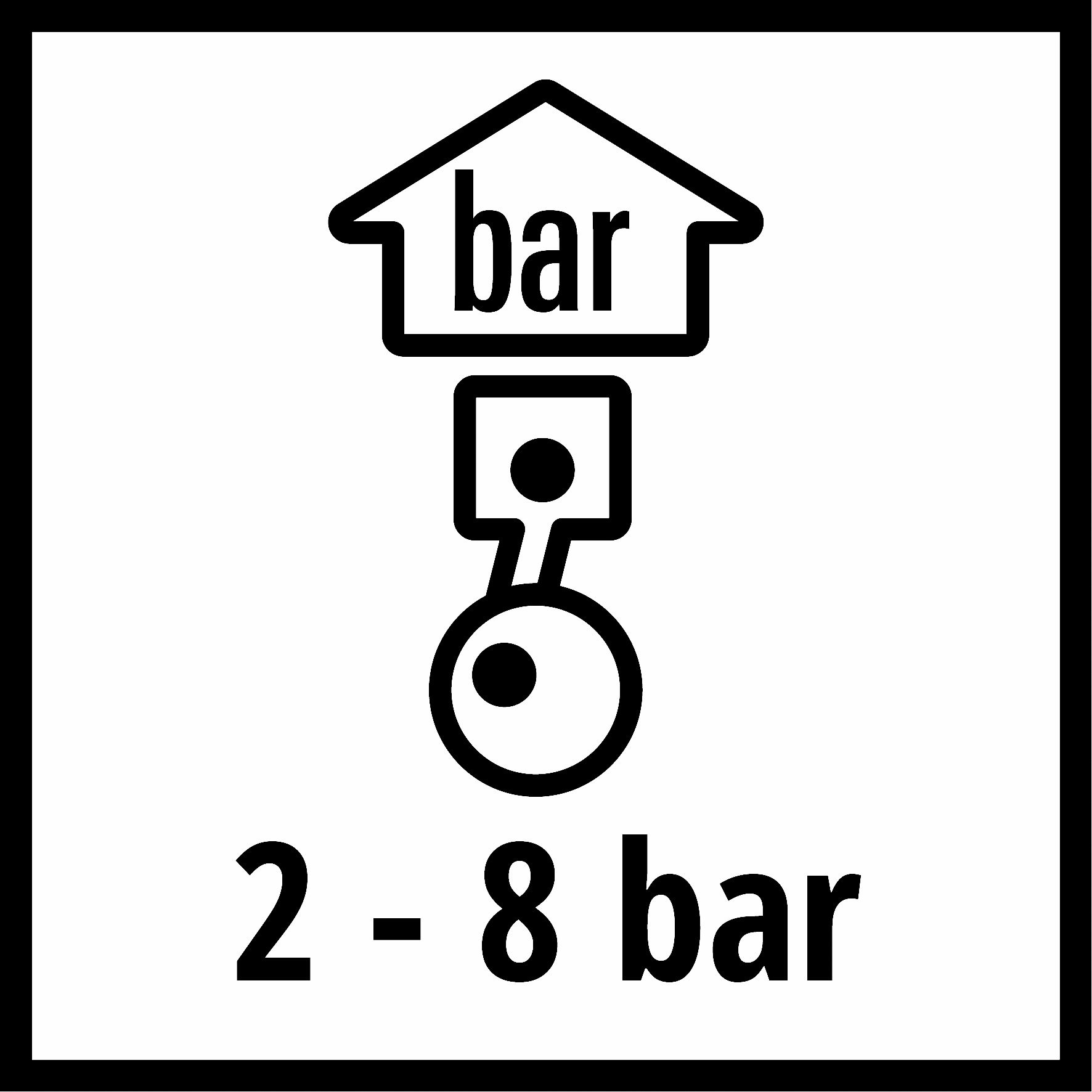 Diagrama muestra símbolo de barra con texto de 2-8 bar.