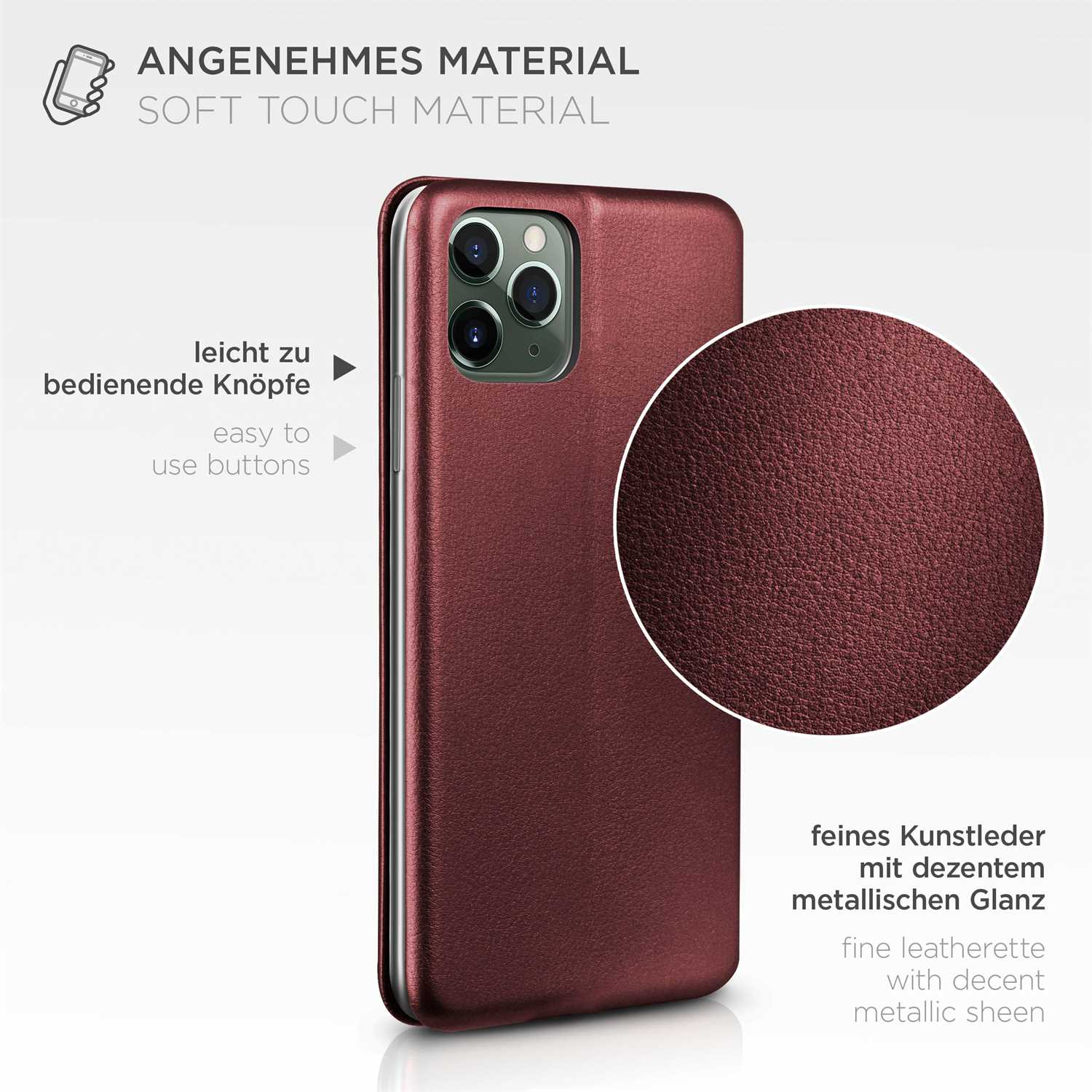 Business Flip Cover, ONEFLOW Pro 11 Red Case, Burgund Max, - iPhone Apple,