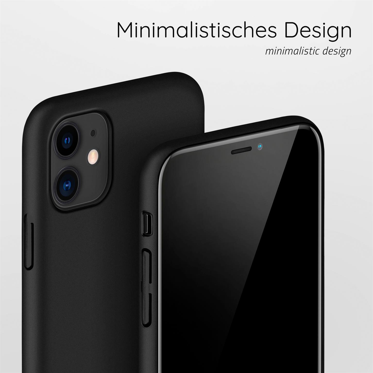 Zwei schwarze Telefone nebeneinander. Ein Telefon hat eine Hülle an.
