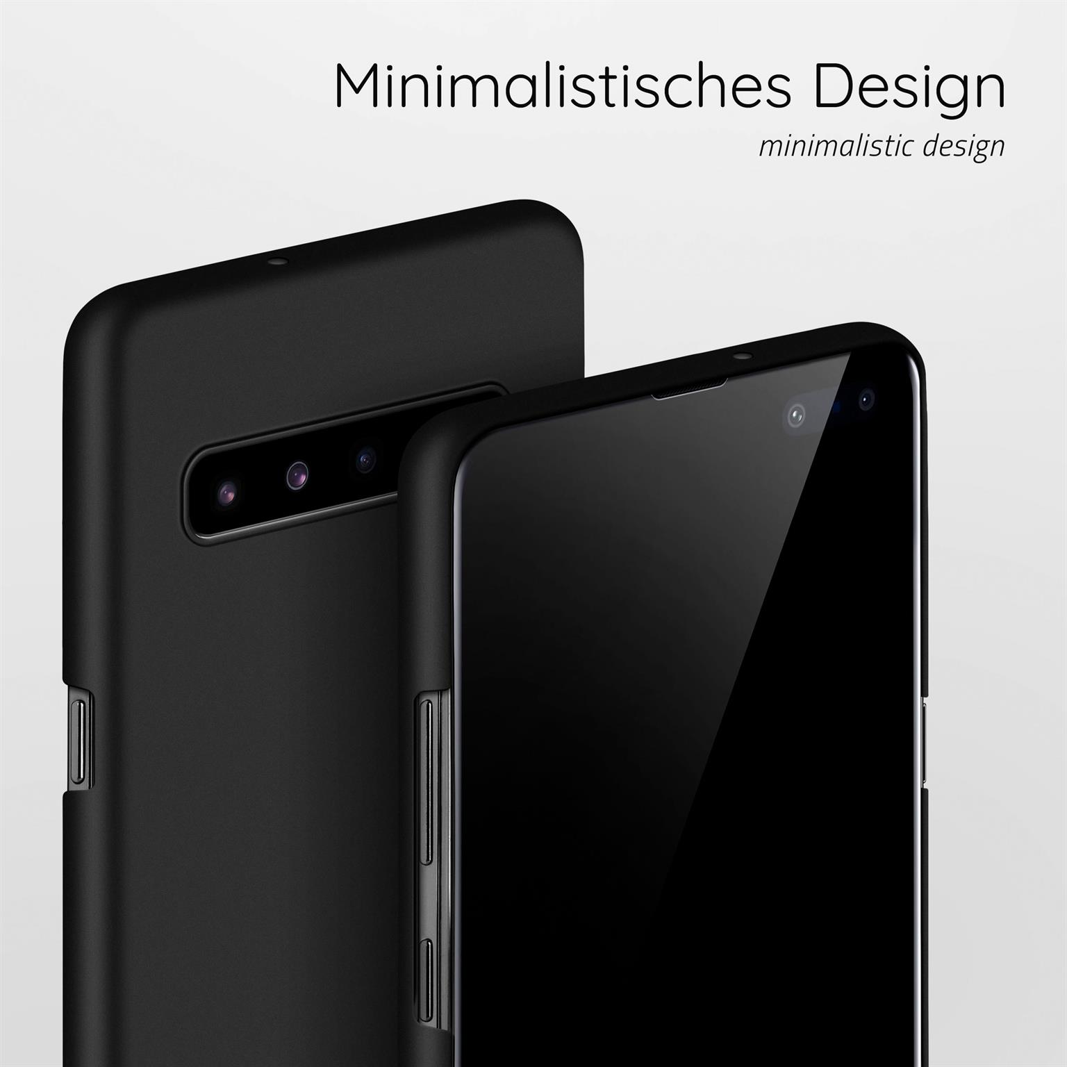 Schwarze Handyhülle mit zwei Handys. Ein Handy ist in der Hülle.