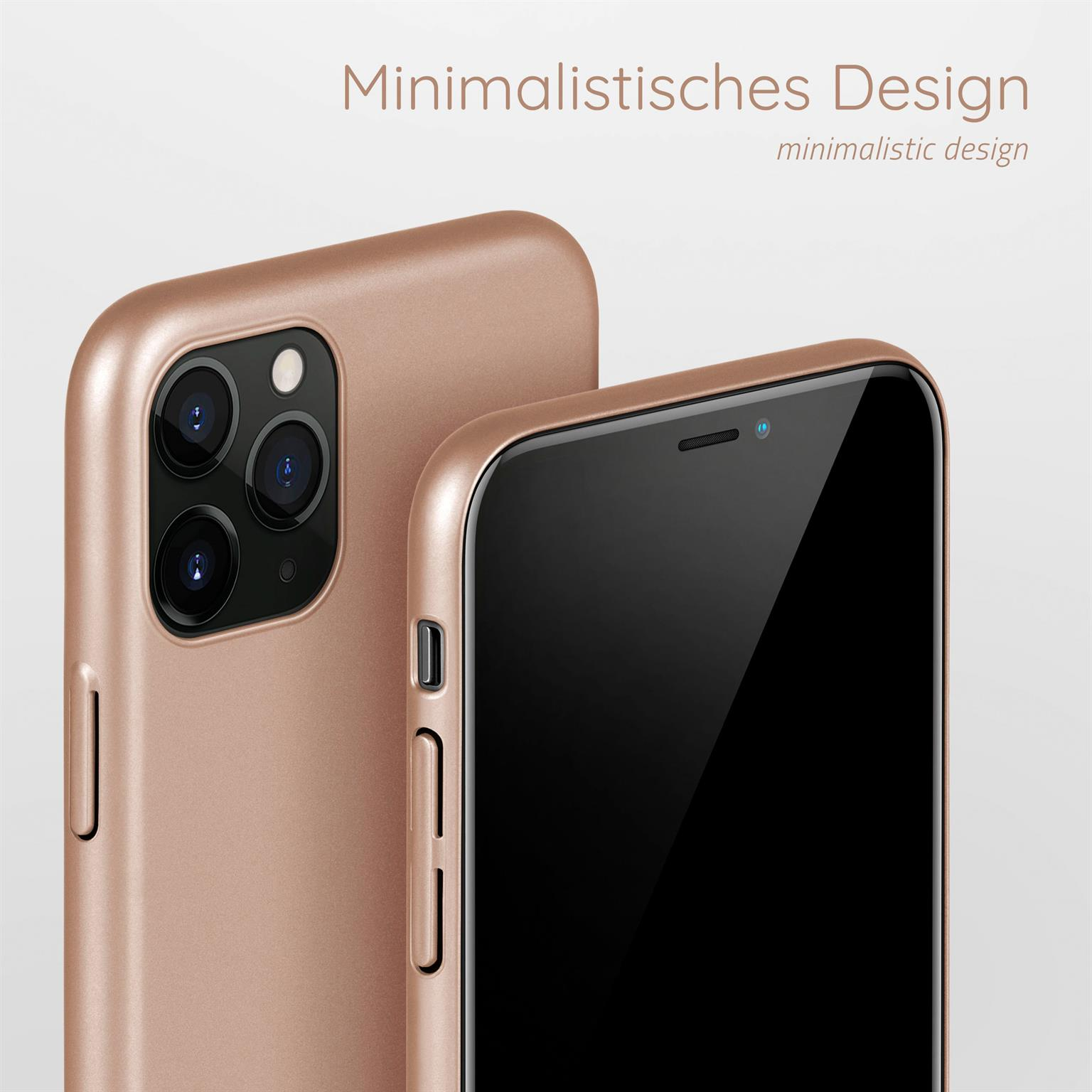 Zwei roségoldene Handyhüllen. Eines ist eine Nahaufnahme der Kamera. Das andere ist eine Rückansicht.