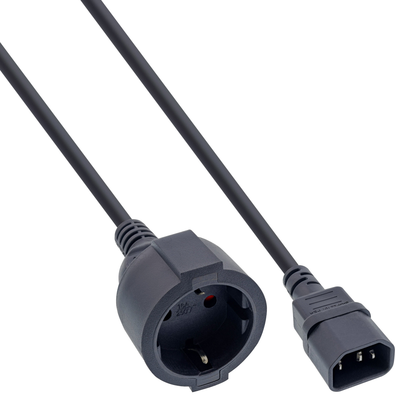 Kaltgeräte Kabel, Stromkabel C14 Netz Schutzkontakt InLine® INLINE Adapter Buchse, extern auf