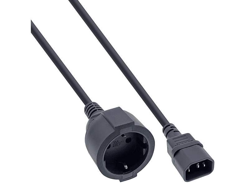 extern Kabel, INLINE Netz Adapter Stromkabel auf C14 InLine® Buchse, Schutzkontakt Kaltgeräte