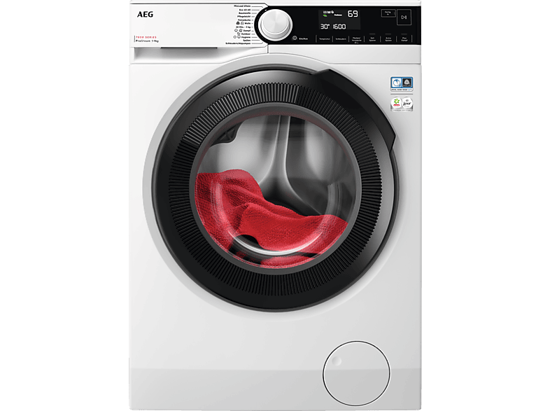 AEG 7000 ProSteam® / 9 kg Weiß Serie 7000 ProSteam® mit Dampfprogramm Waschmaschine (9 kg, 1551 U/Min., A)
