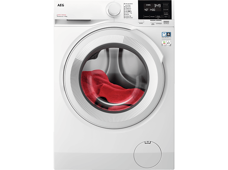 AEG 6000 ProSense® / 10 kg Weiß Serie 6000 ProSense® mit Mengenautomatik Waschmaschine (10,0 kg, 1351 U/Min., A)