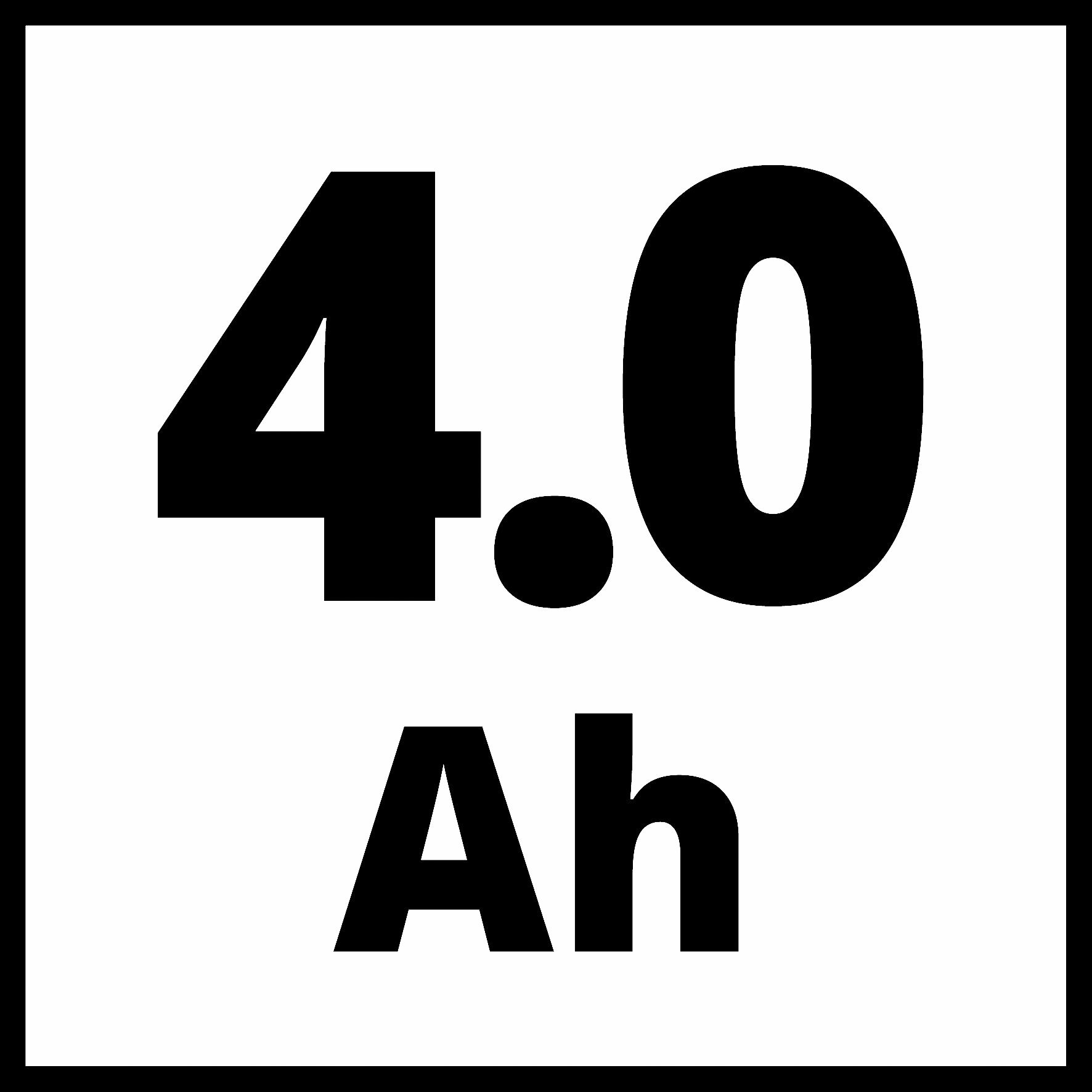 Weißes Quadrat mit schwarzem Text "4.0 Ah".