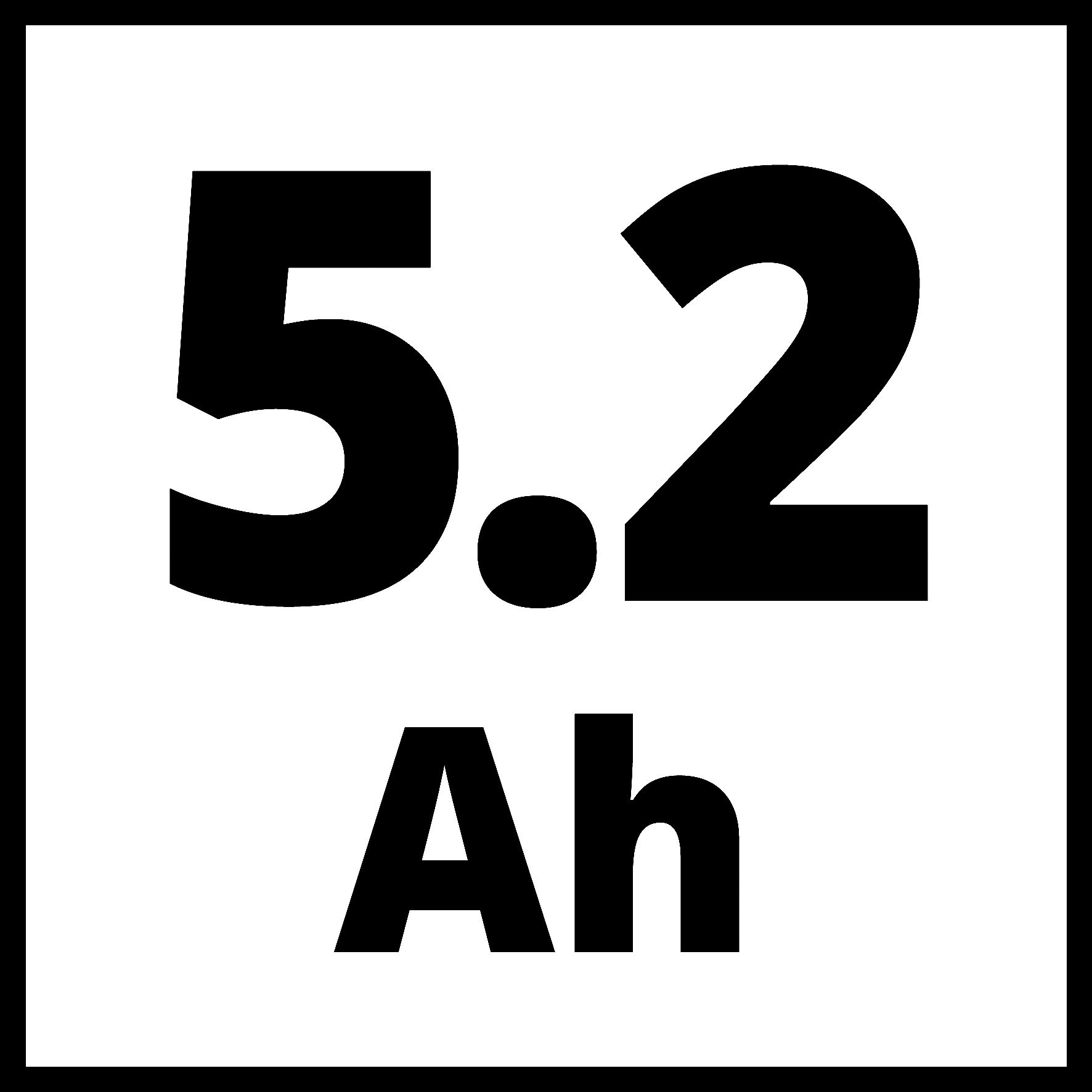 Un quadrato bianco con il numero 5.2 e le lettere Ah in nero.