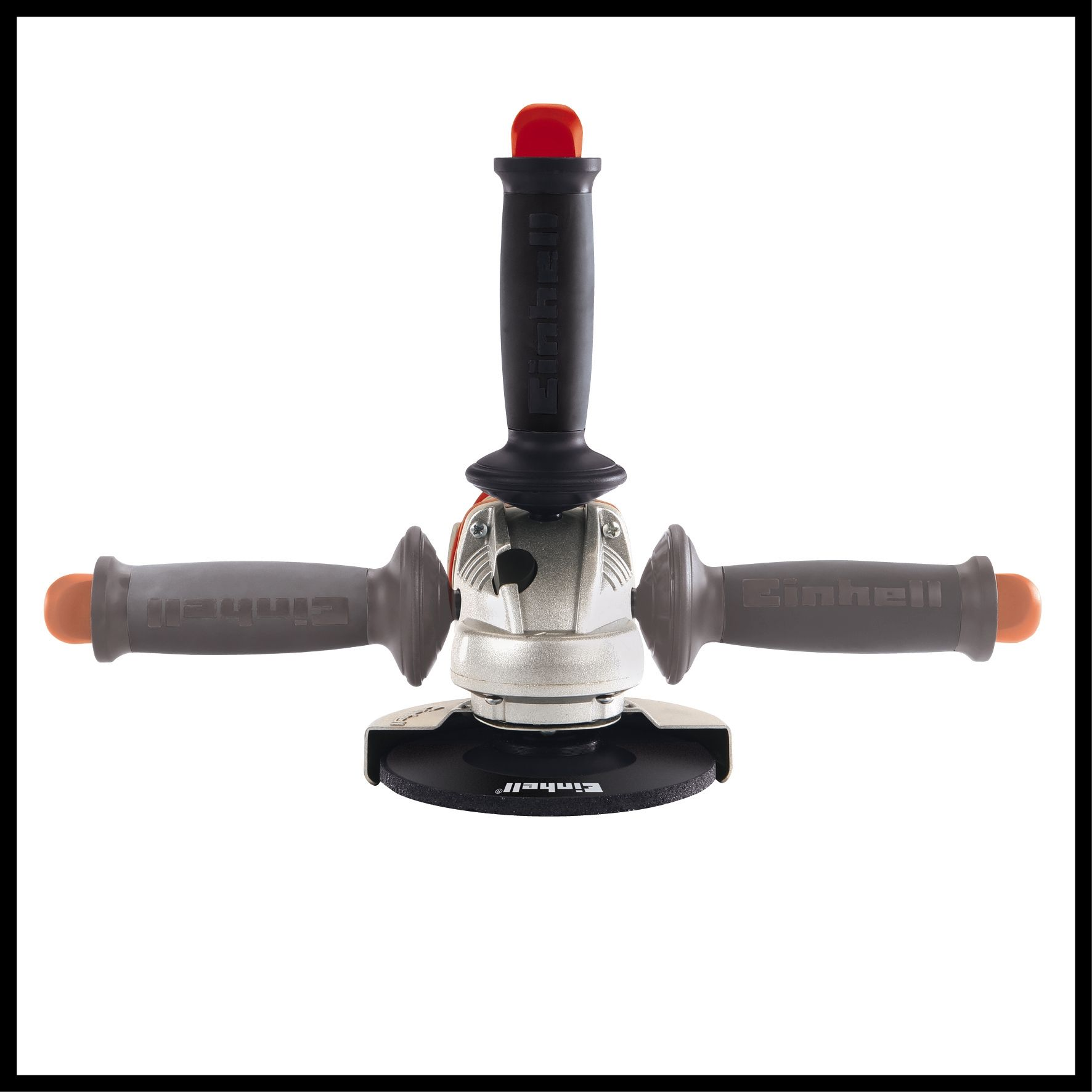 Szlifierka kątowa z wieloma uchwytami i czarną tarczą szlifierską.