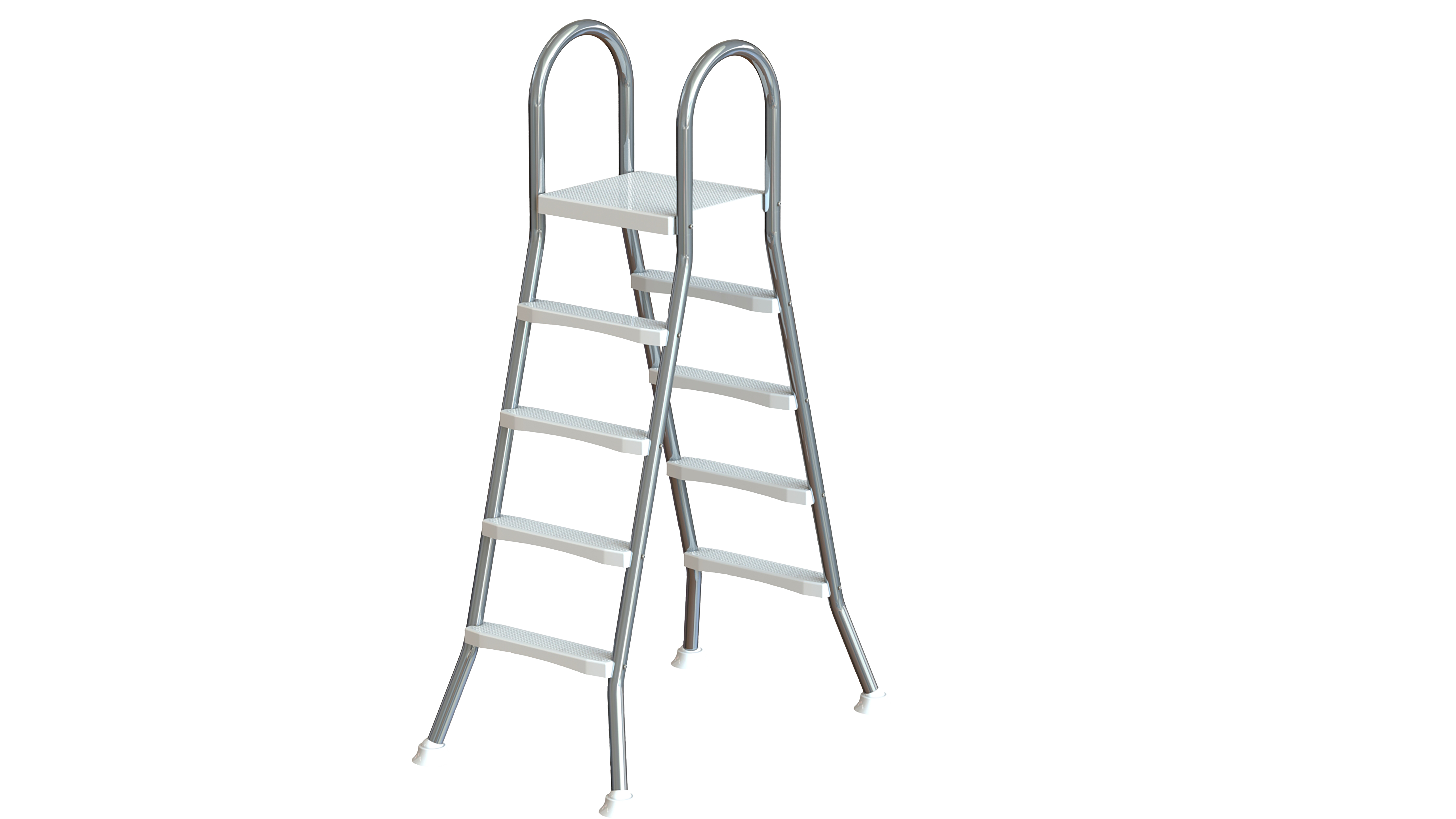 FUN SWIM Poolleiter, w/Platform 4-Steps Ladder Grau &