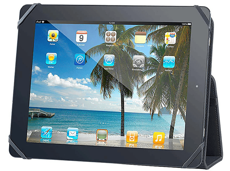 VIVANCO 33916 Hülle Tablet Synthetikleder, Universal Sleeve Schwarz für