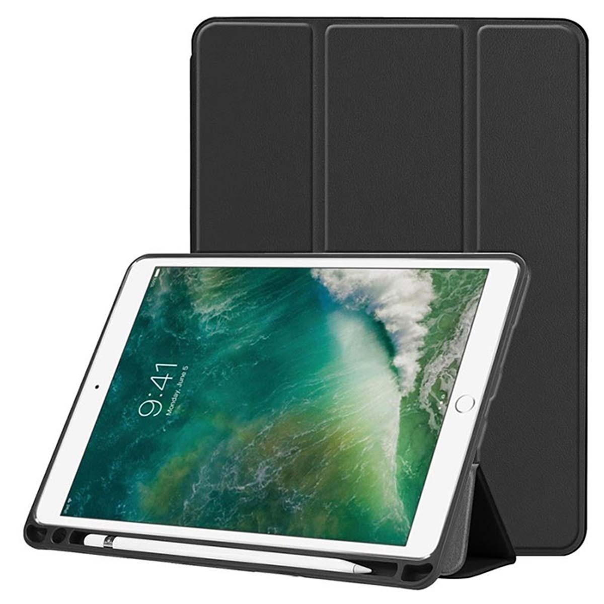 VIVANCO 37632 Tablet Hülle Sleeve für Schwarz Synthetikleder, Apple